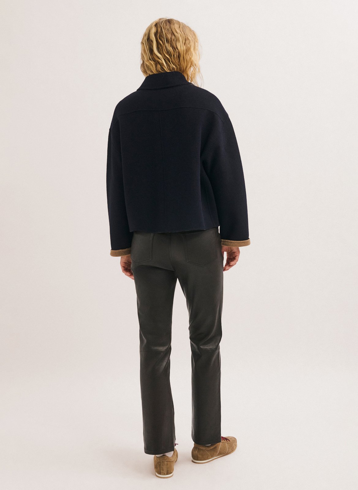 Veste réversible col classique en laine PABLO Bleu