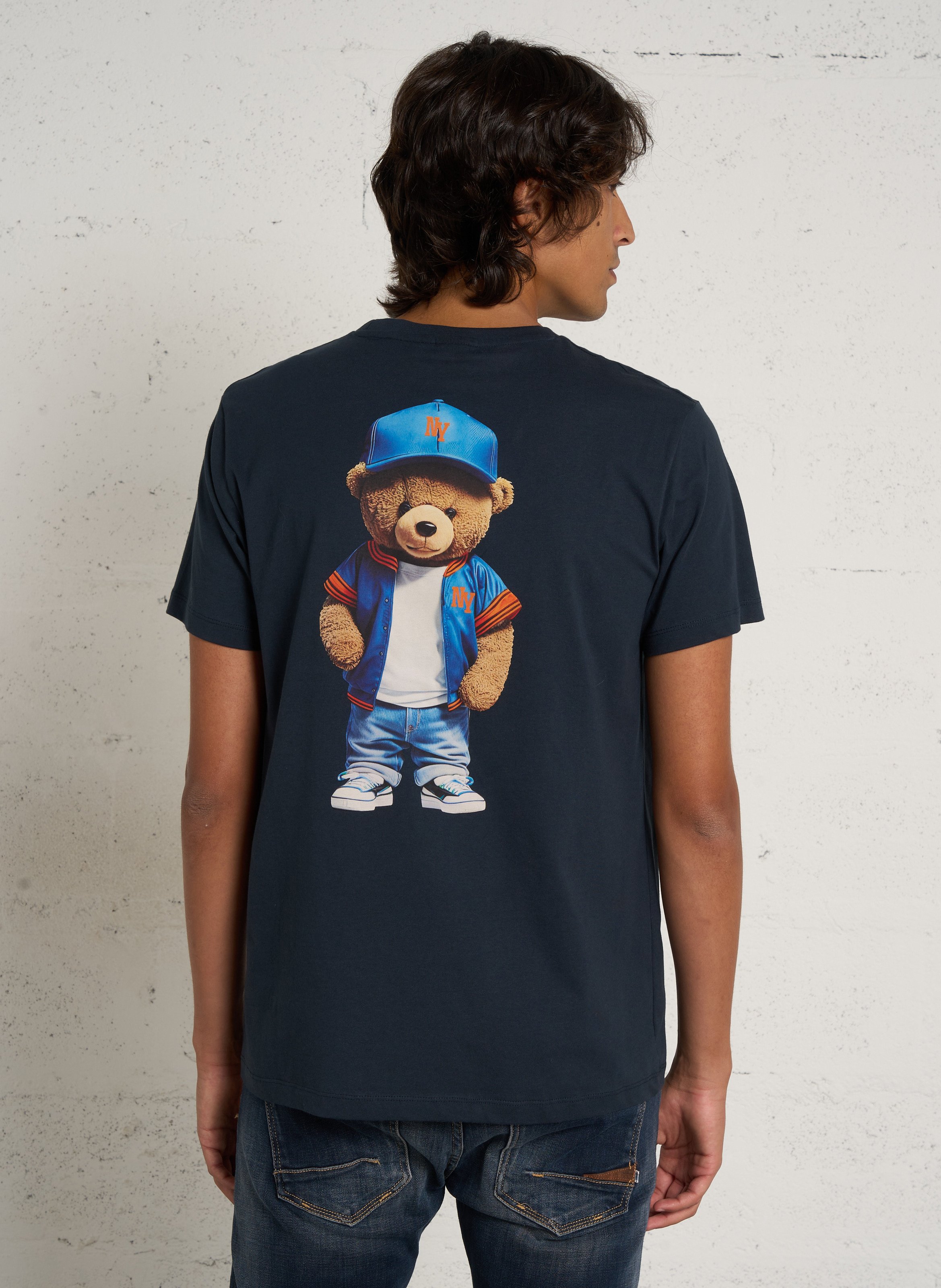 Tee shirt sérigraphié en coton LE TEMPS DES CERISES Bleu