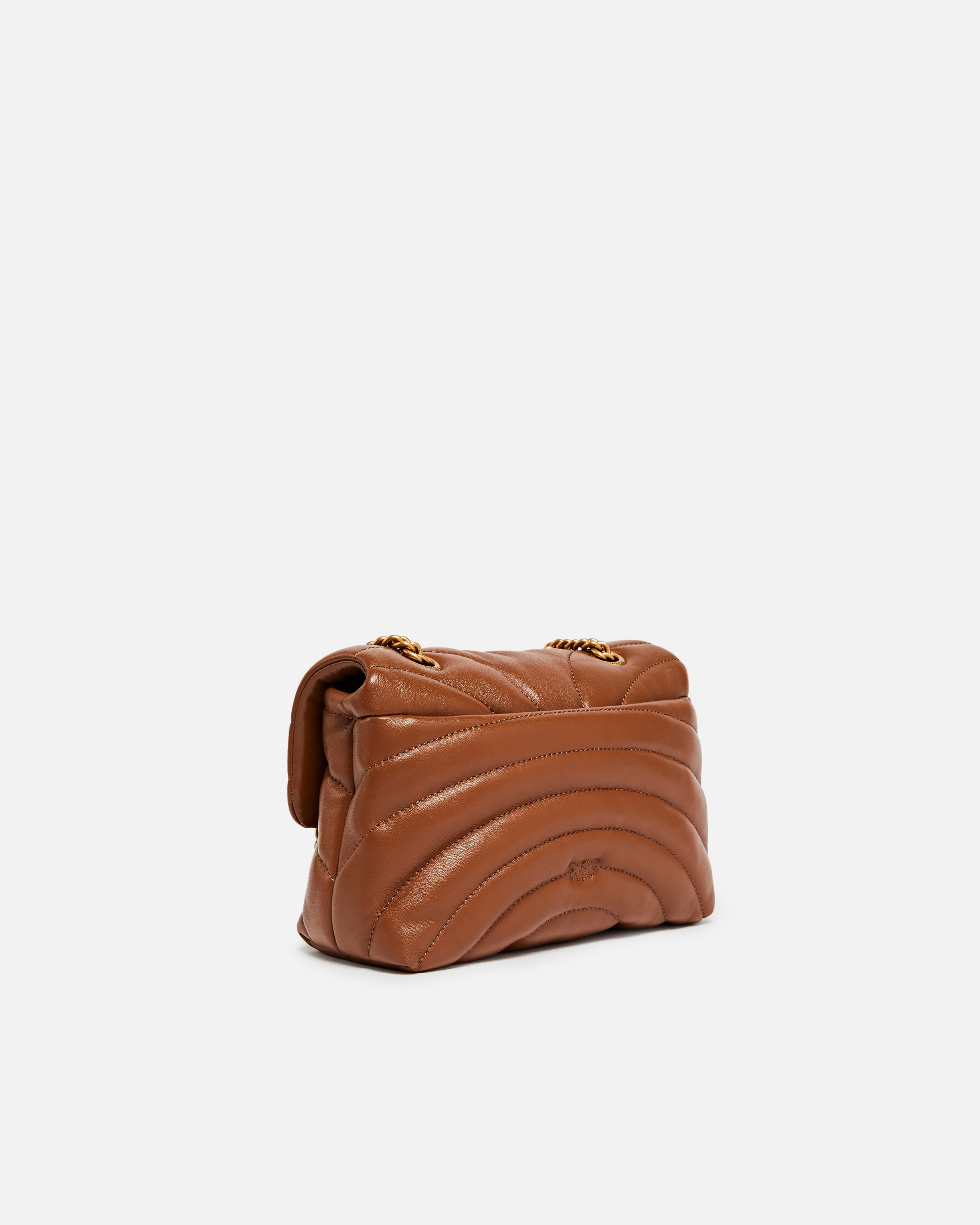 Mini sac à bandoulière love bag puff butterfly en cuir nappa PINKO Marron