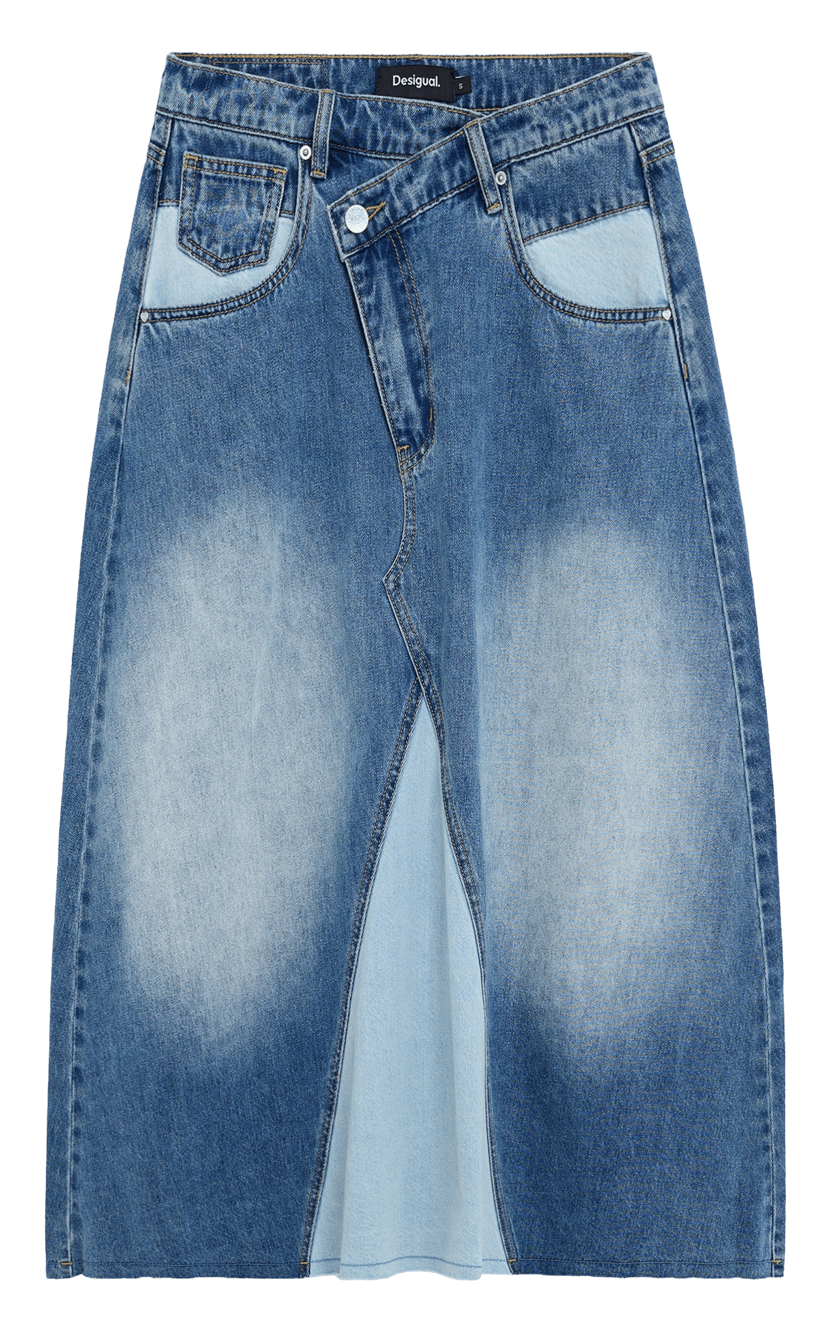 Jupe midi évasée en jean DESIGUAL Bleu