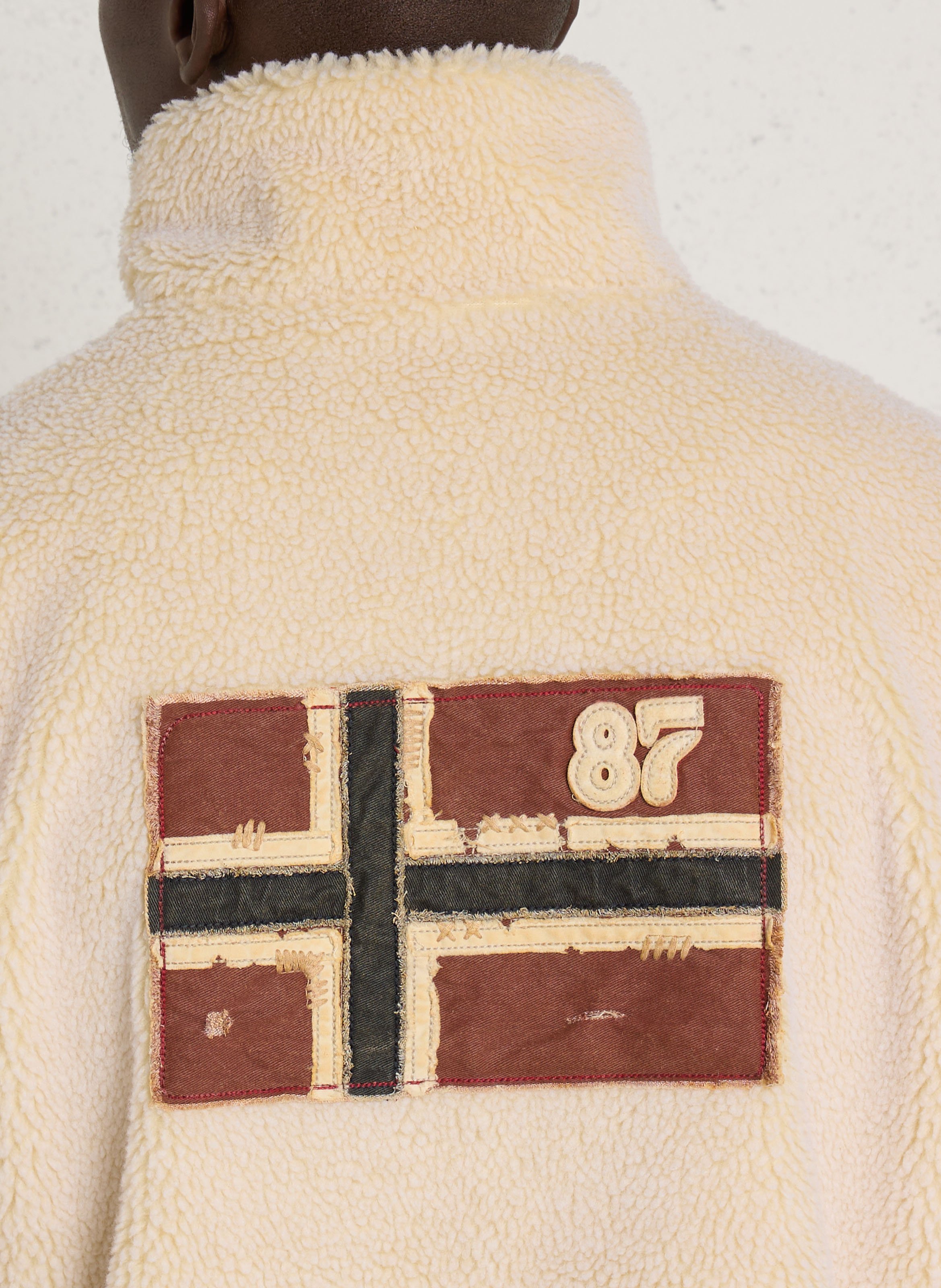 Straight-fit fleece with a high zip-up collar NAPAPIJRI White