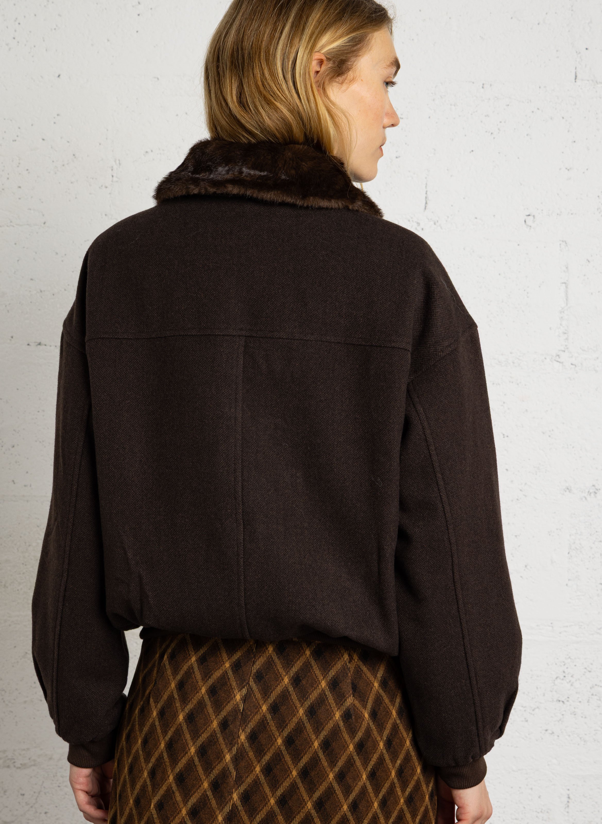 Straight jacket with faux fur-effect collar LA PETITE ETOILE Brown