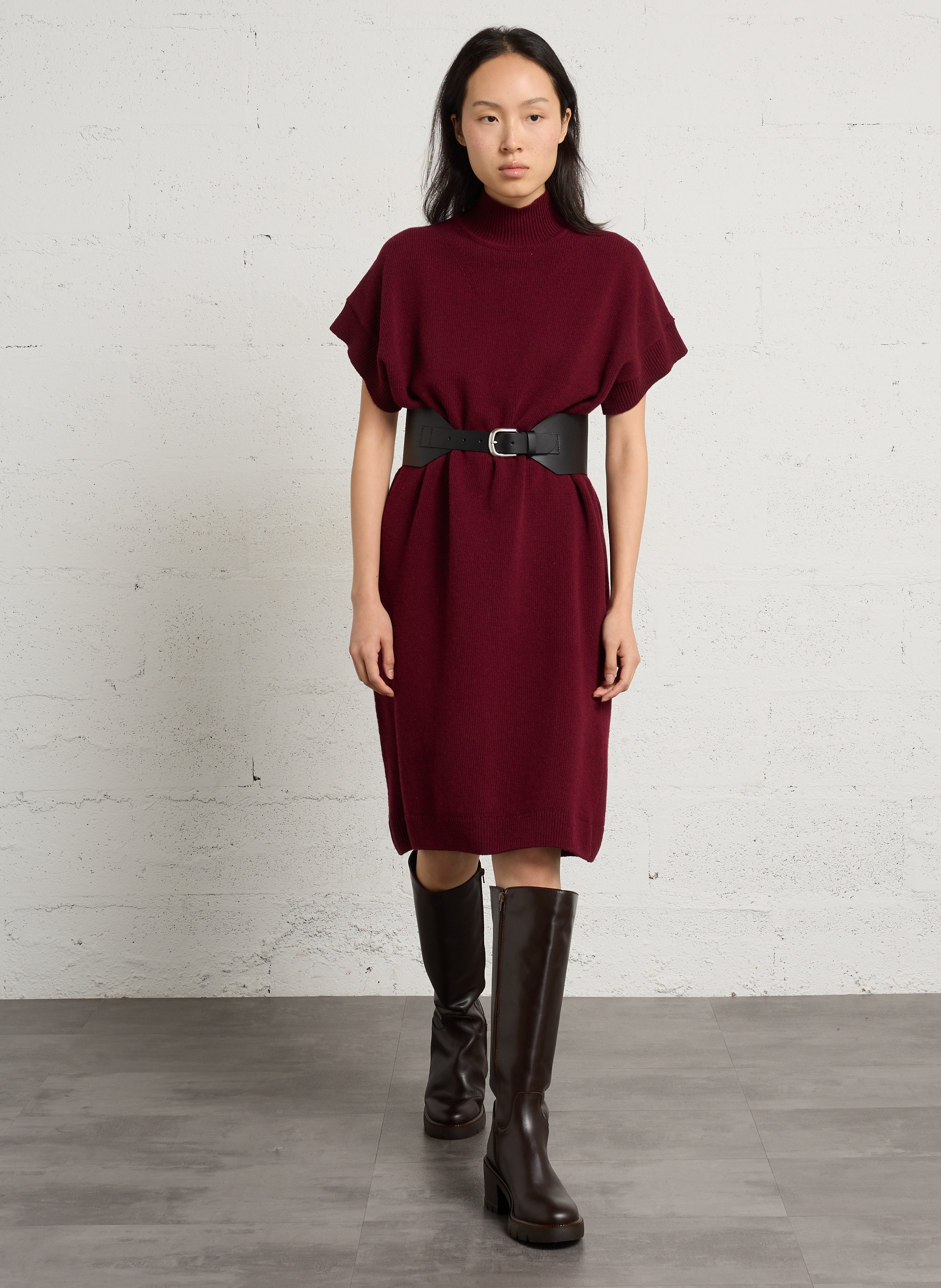 Abito maglione midi ampio in lana ARMOR LUX Rosso