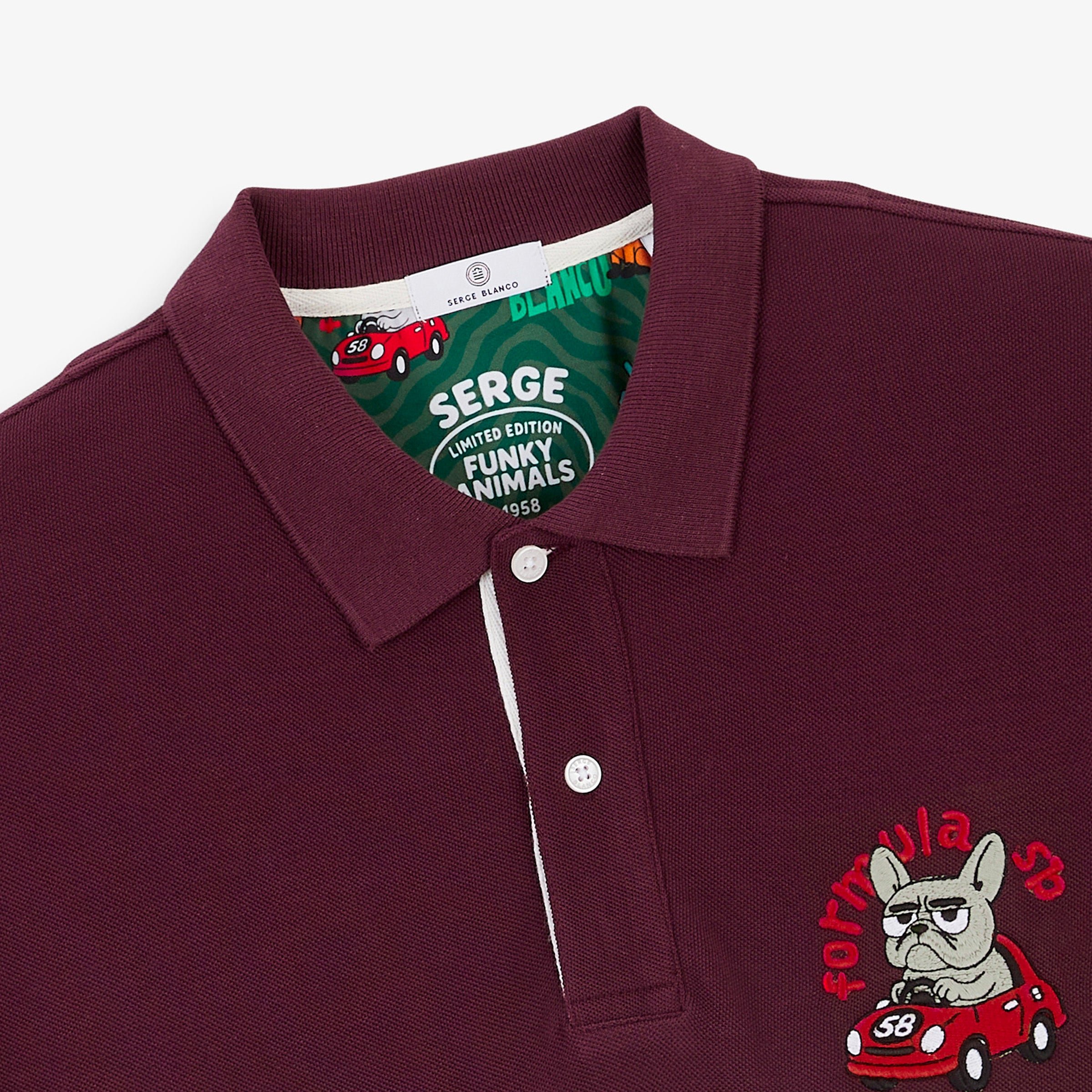 FUNKY ANIMALS short-sleeved piqué cotton polo shirt SERGE BLANCO Red