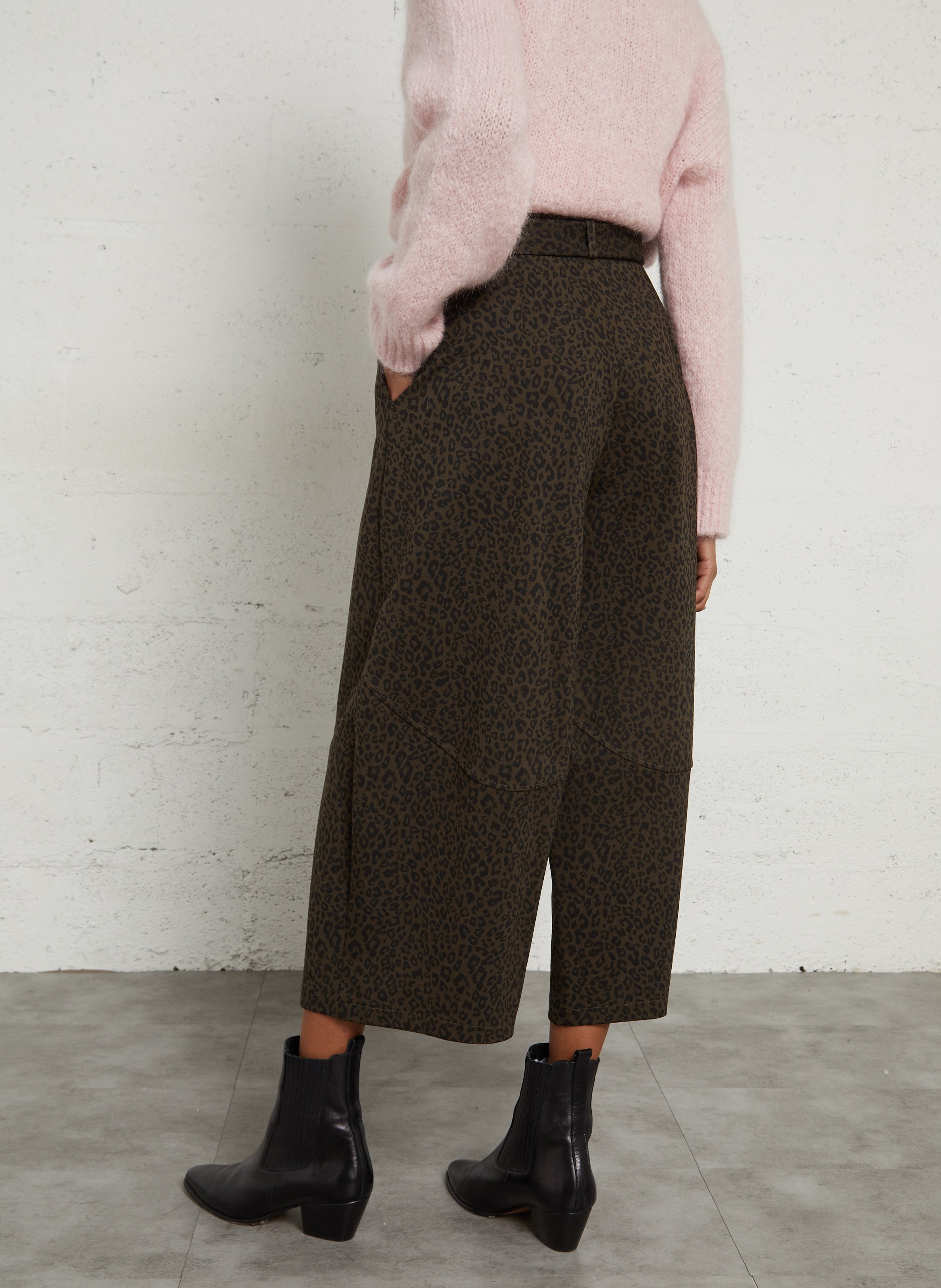 Pantalon palazzo cropped imprimé animal IMPERIAL Vert