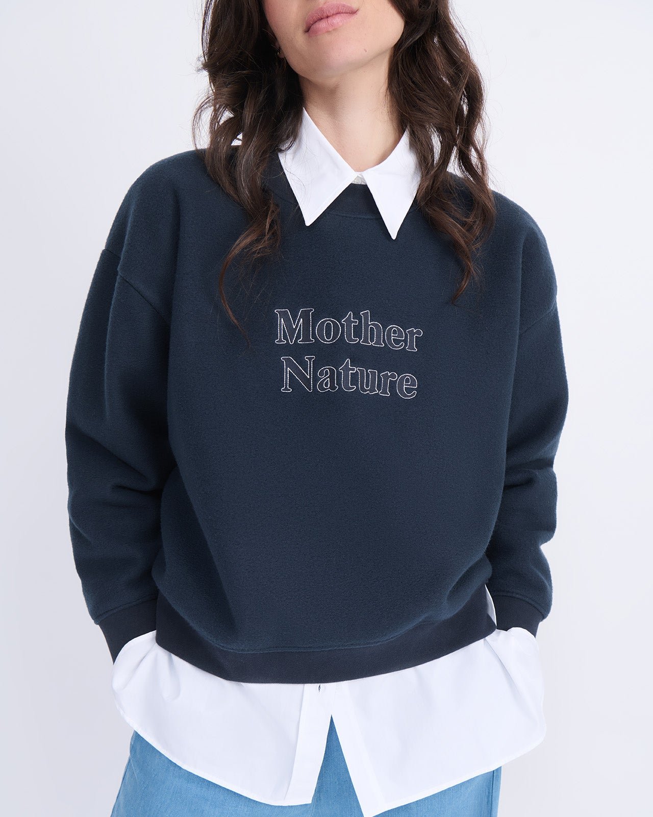 Embroidered Mother Nature Sweatshirt EMOI EMOI Blue