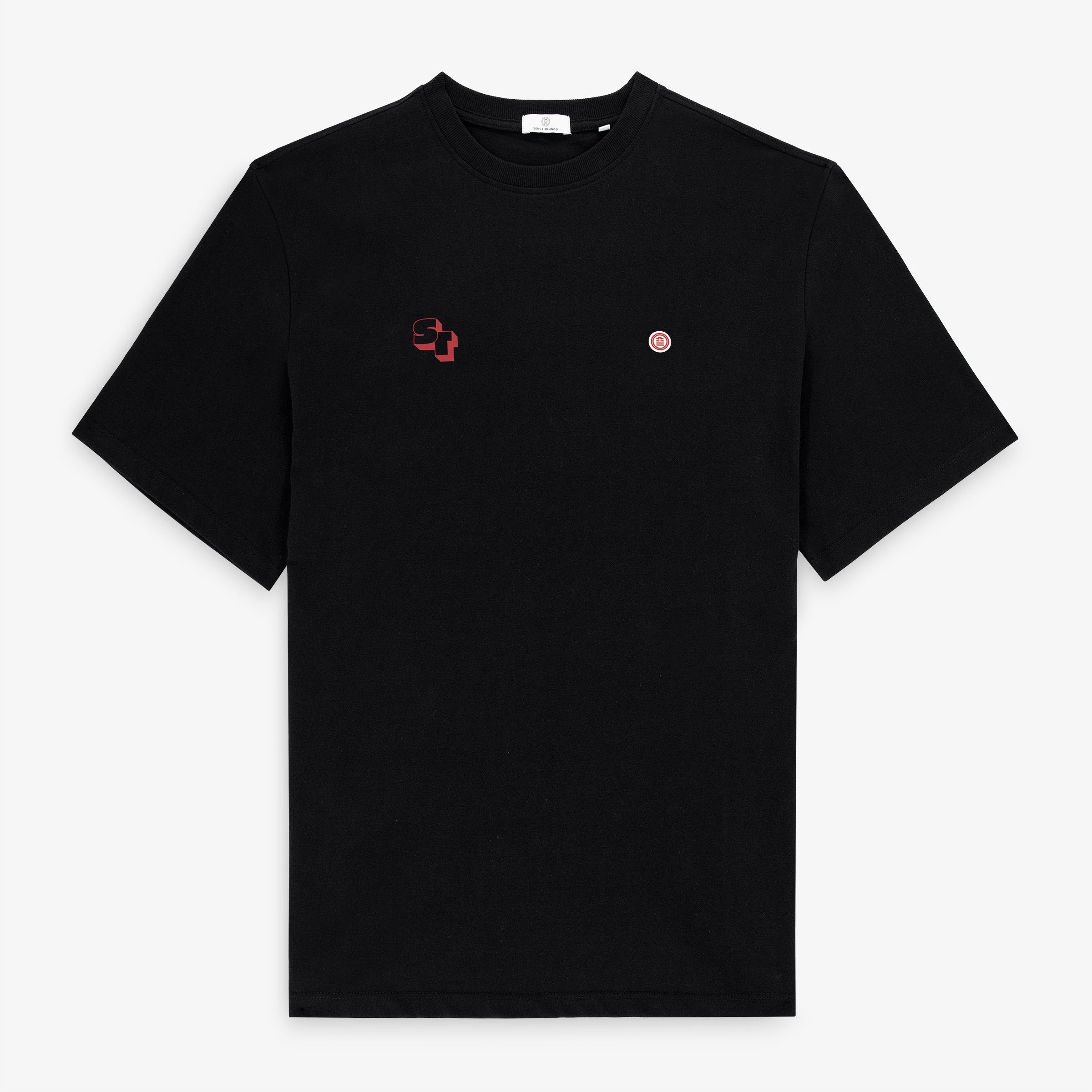 Printed cotton short-sleeved T-shirt SERGE BLANCO Black