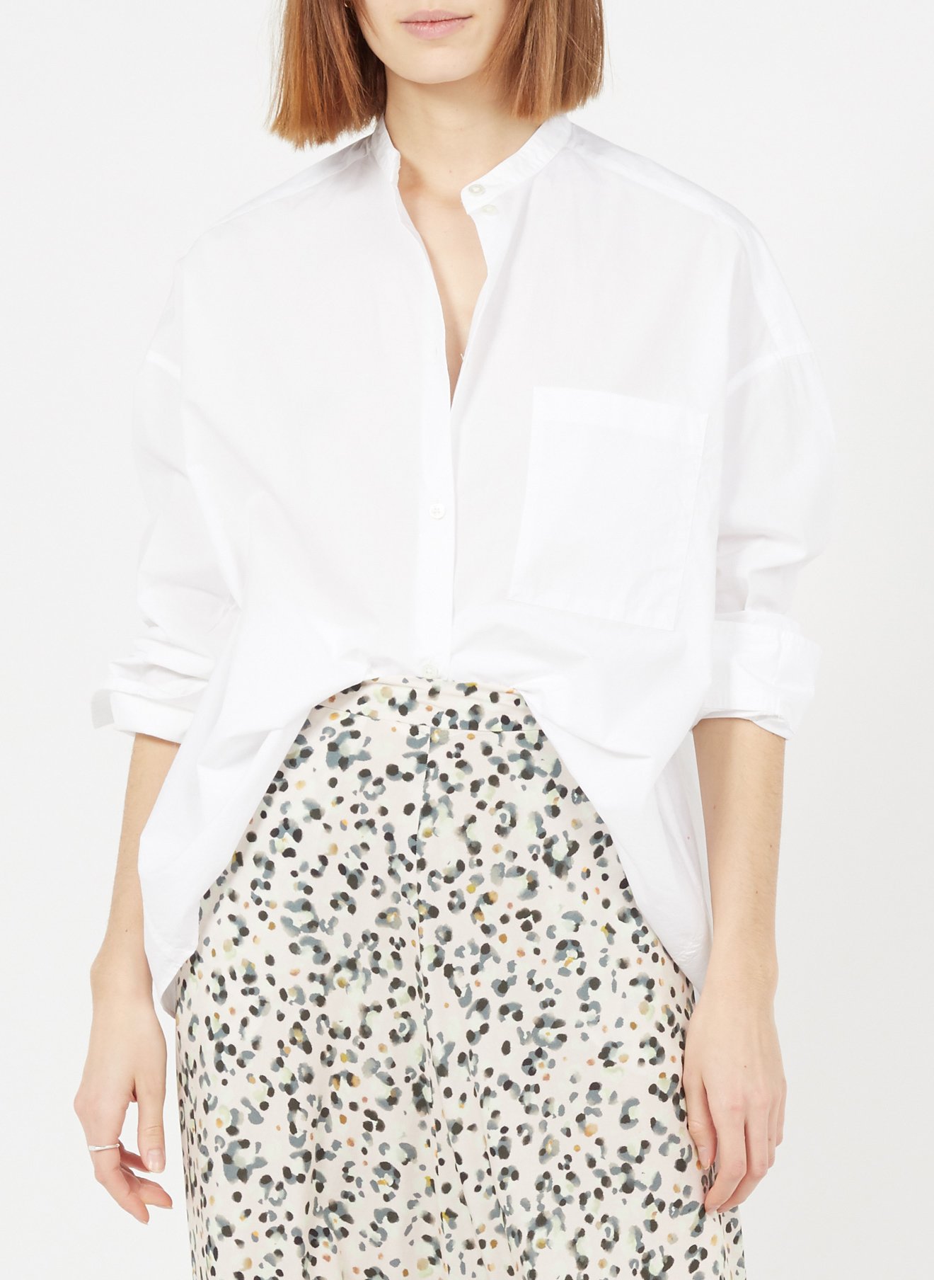 Ruimvallende, katoenen blouse met ronde hals BELLEROSE Wit