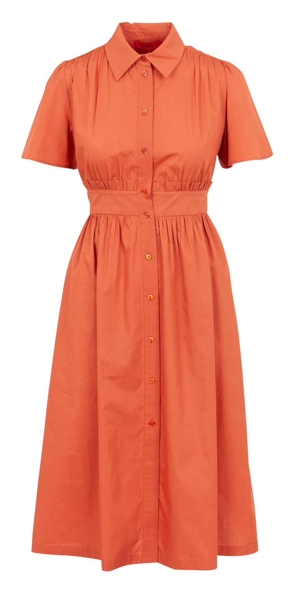 Fitted cotton midi dress MAX&amp;Co. Orange