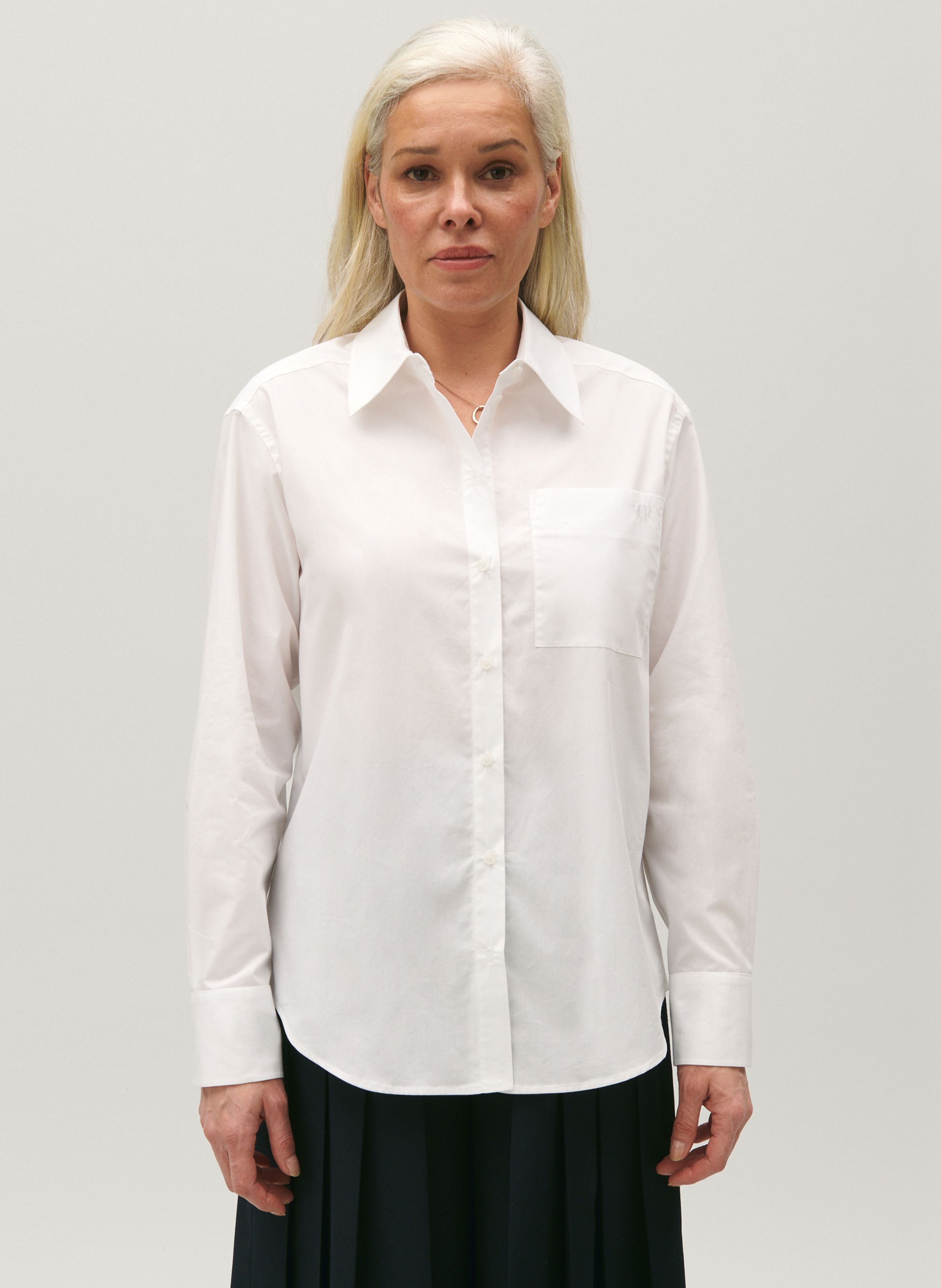 White Cotton shirt with classic collar