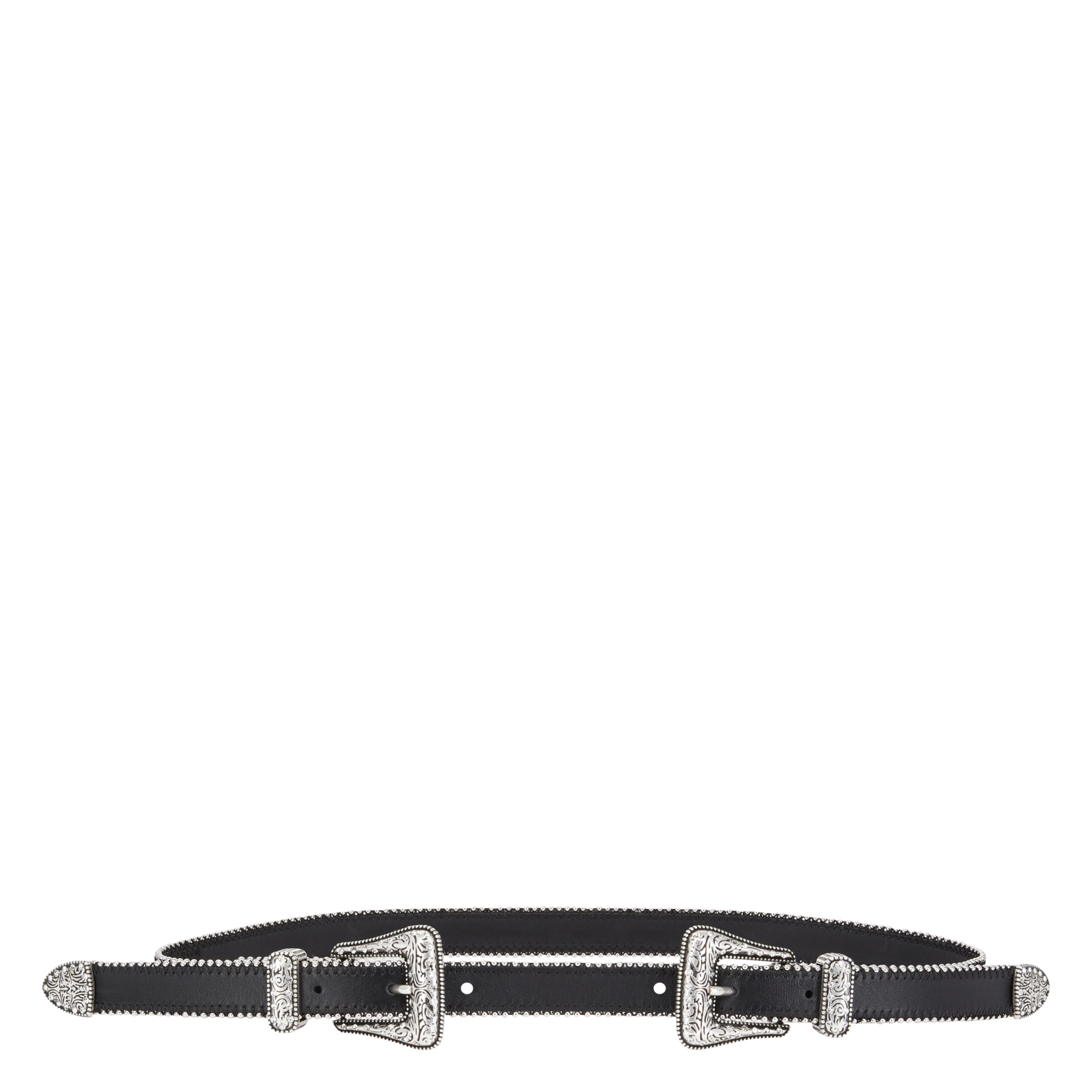 Leather Western belt with double buckle THE KOOPLES Black