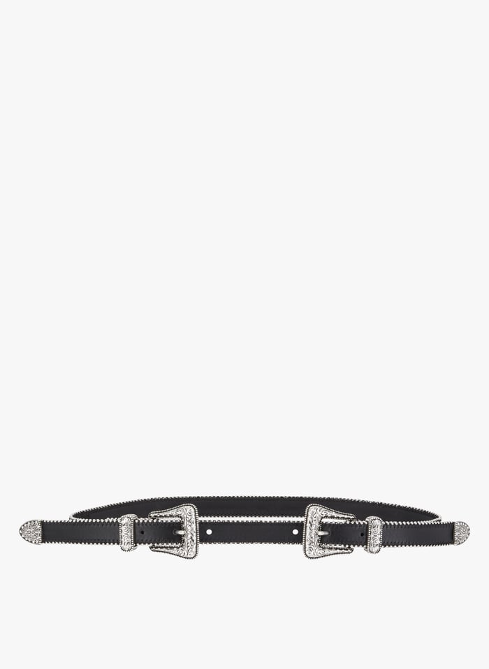 Ceinture Western Double Boucle En Cuir Bla01 The Kooples Femme
