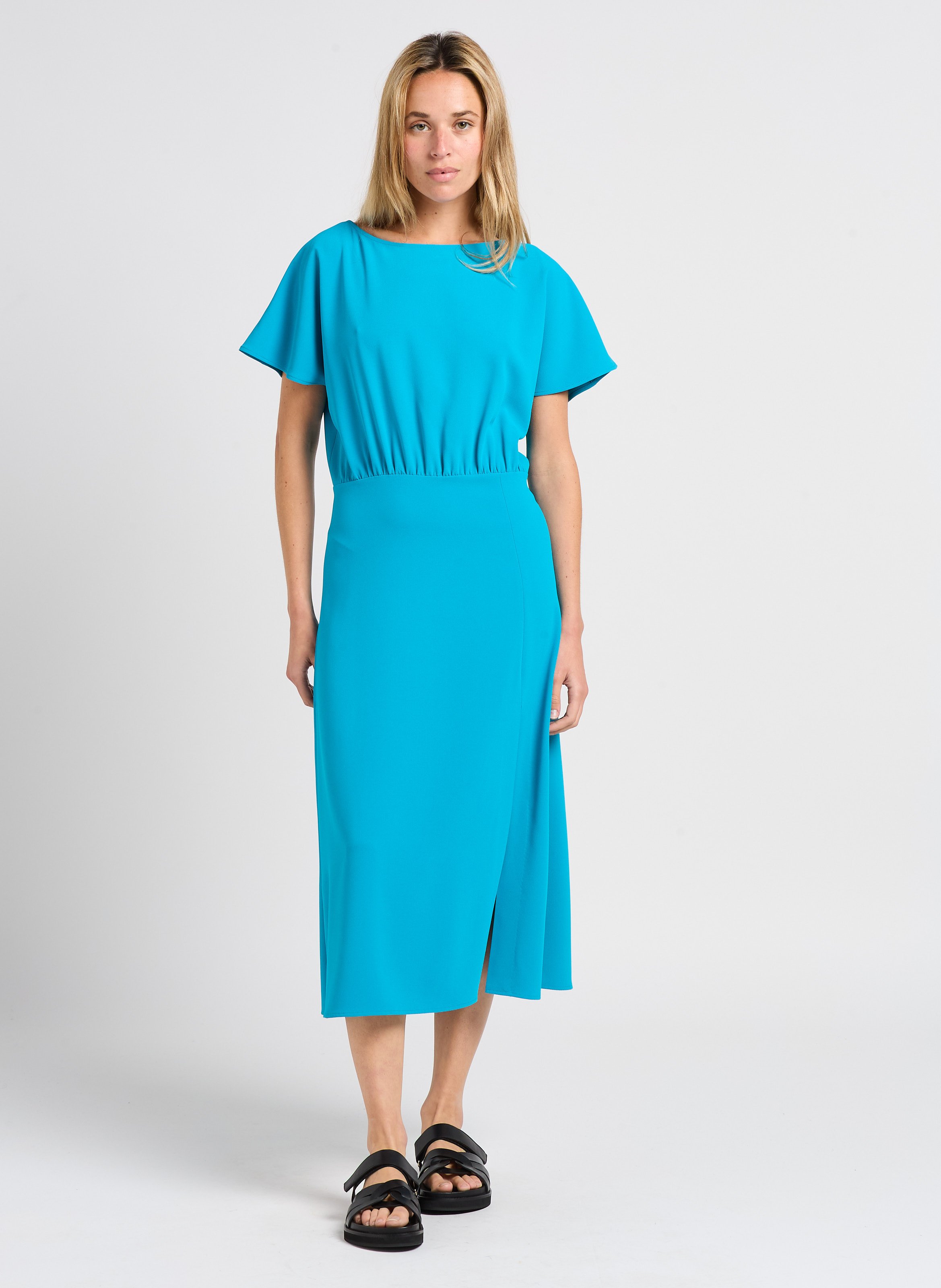Robe Longue Col Bateau Ajustée Redania Bleu Zapa - Femme - TROB52T332 ...