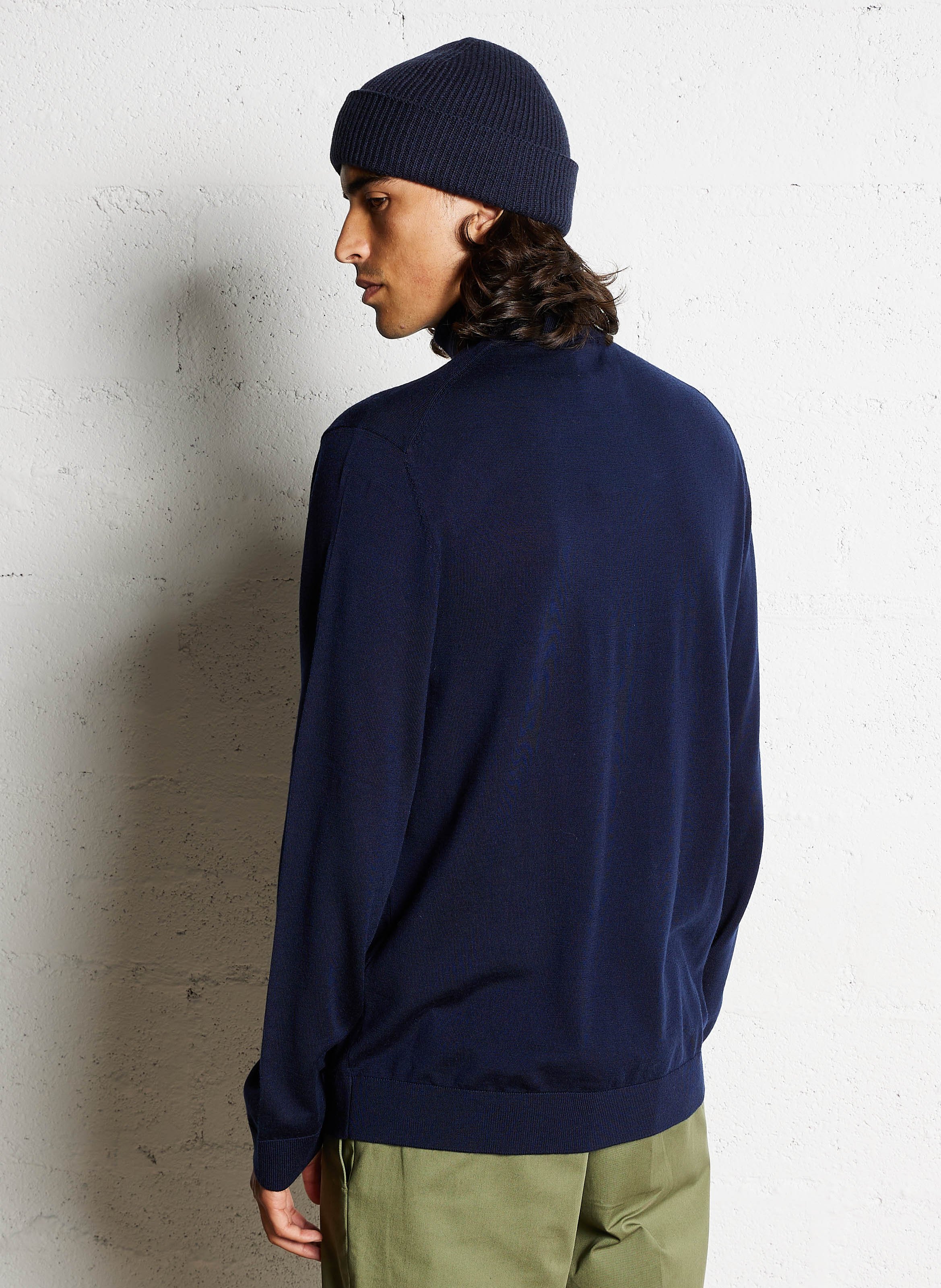 Col roulé regular-fit en laine mérinos SELECTED Bleu