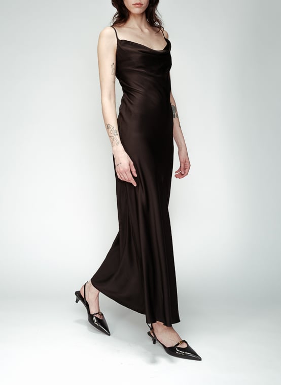 Robe midi satinée GRACE ET MILA Noir