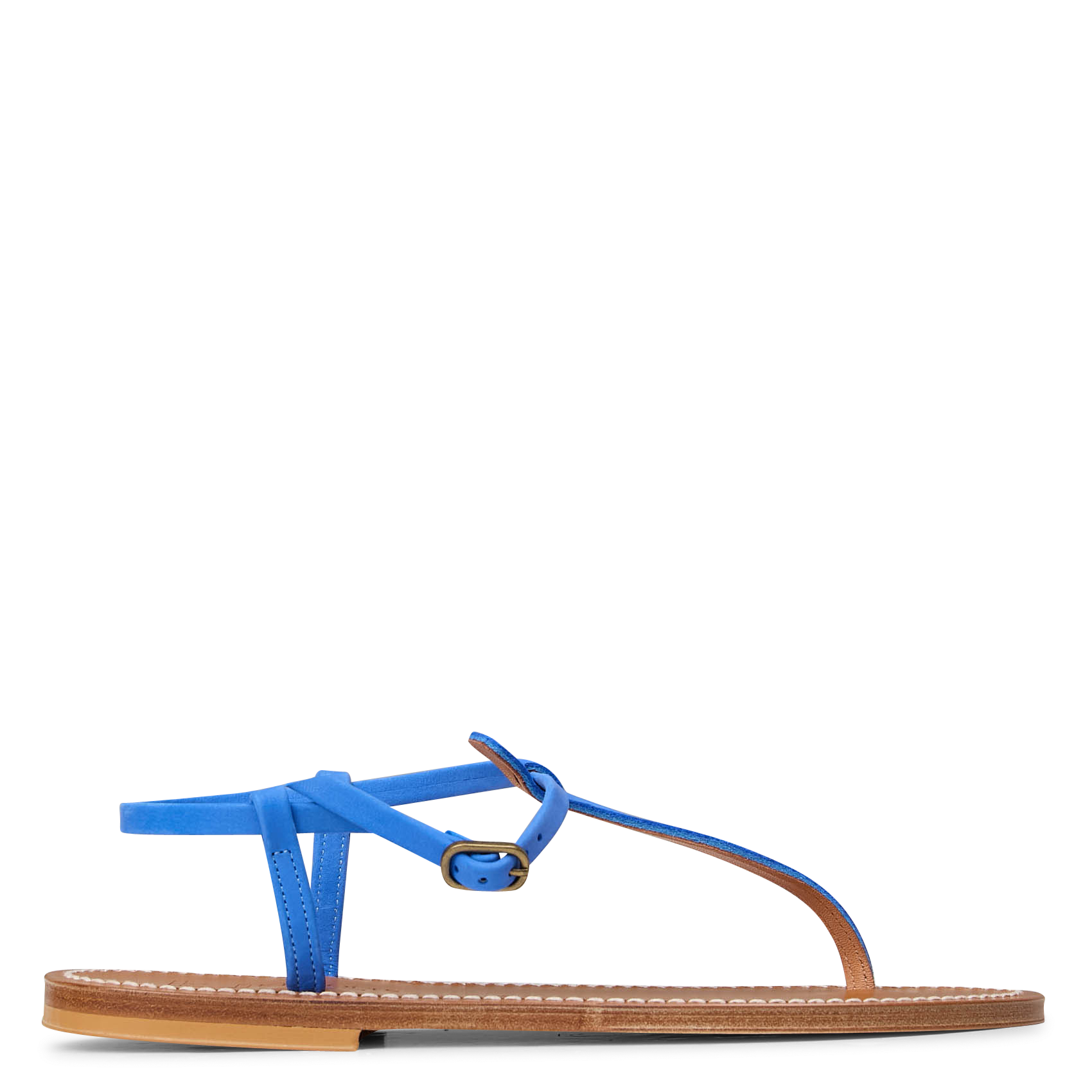 Sandales plates entre doigt en cuir K JACQUES Bleu