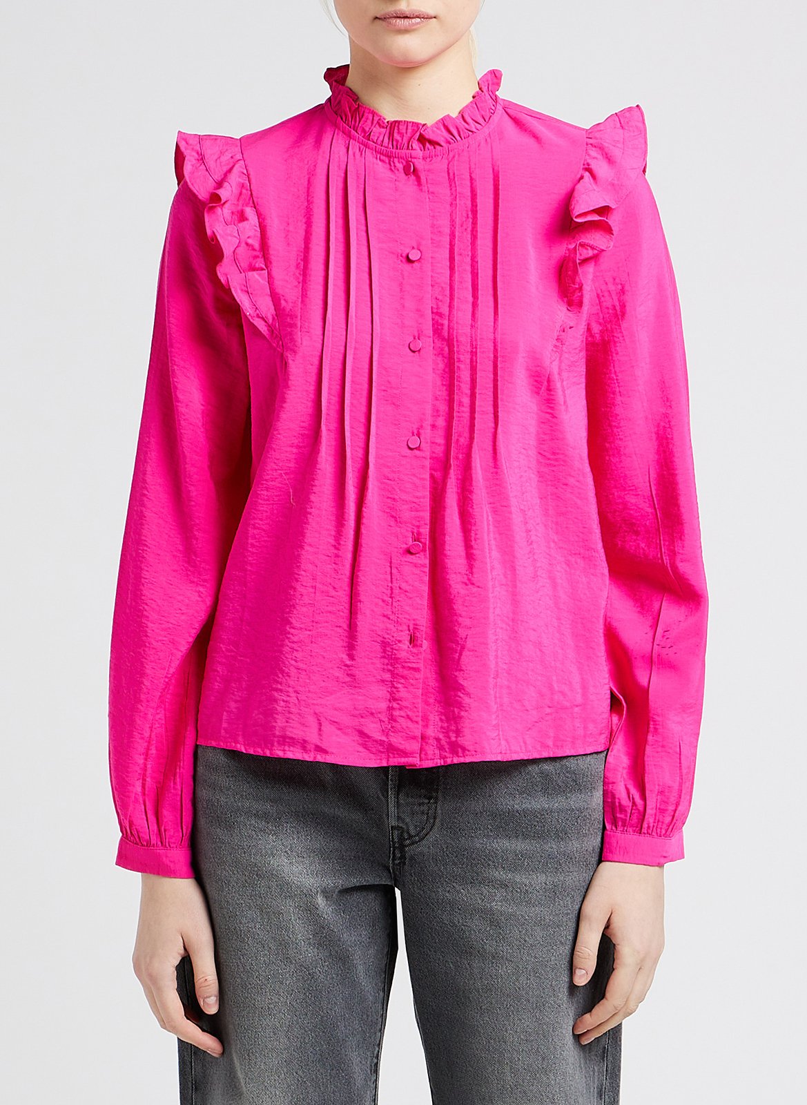 Flowing ruffled top VILA Pink