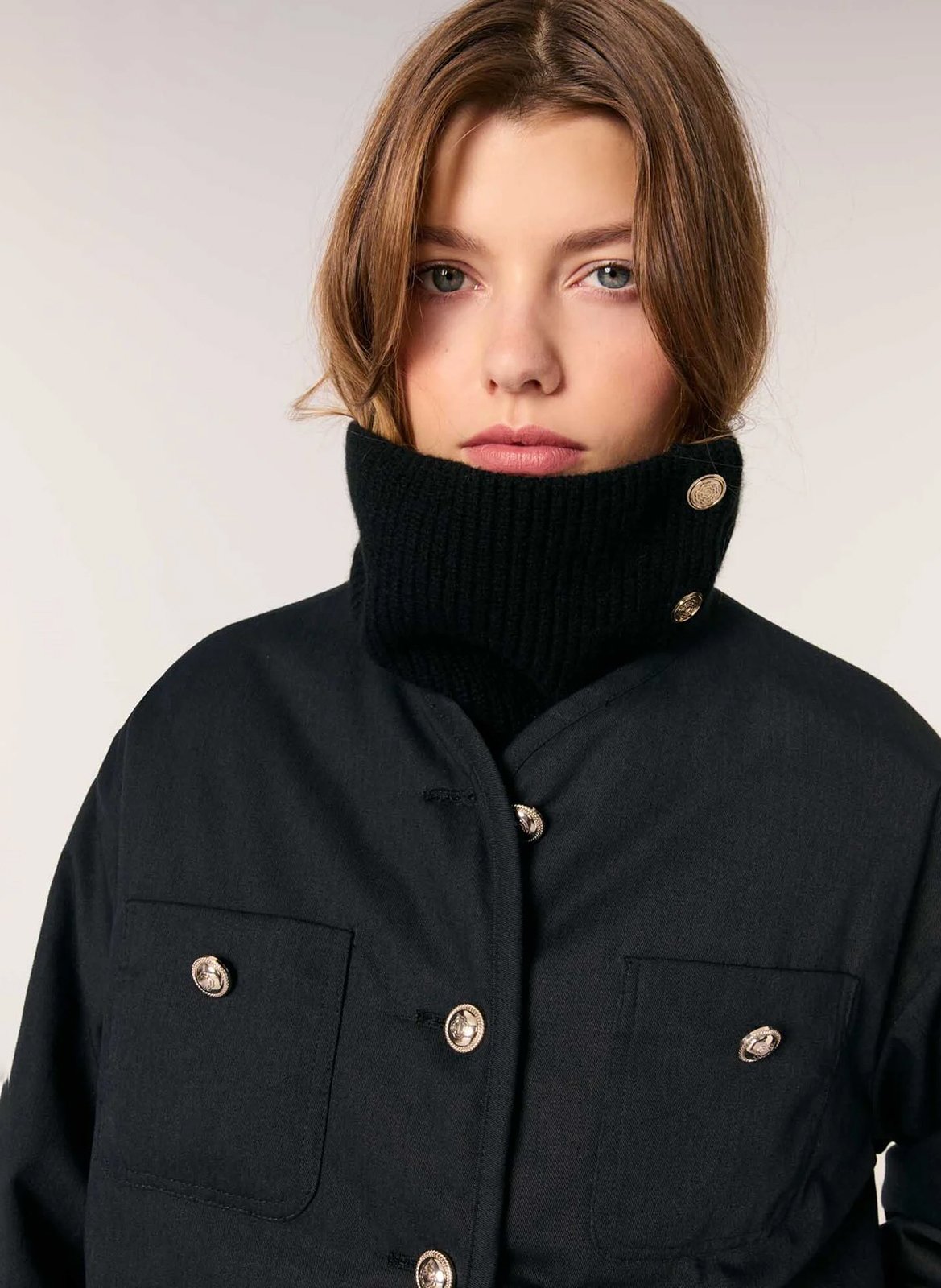 Afneembare coltrui van gemengde wol MAJE Zwart