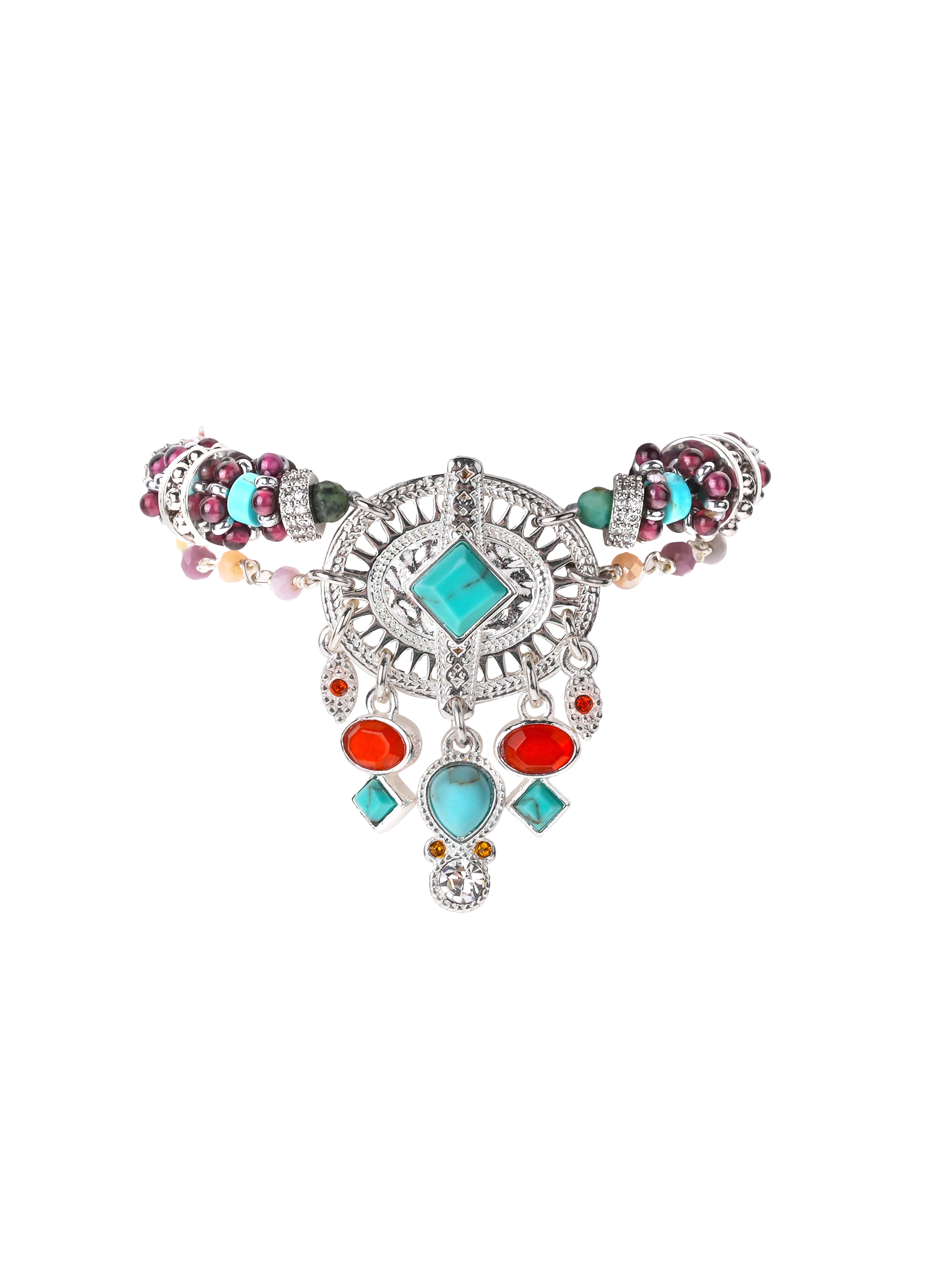 Multilink cuff bracelet with magnetic clasp Silver