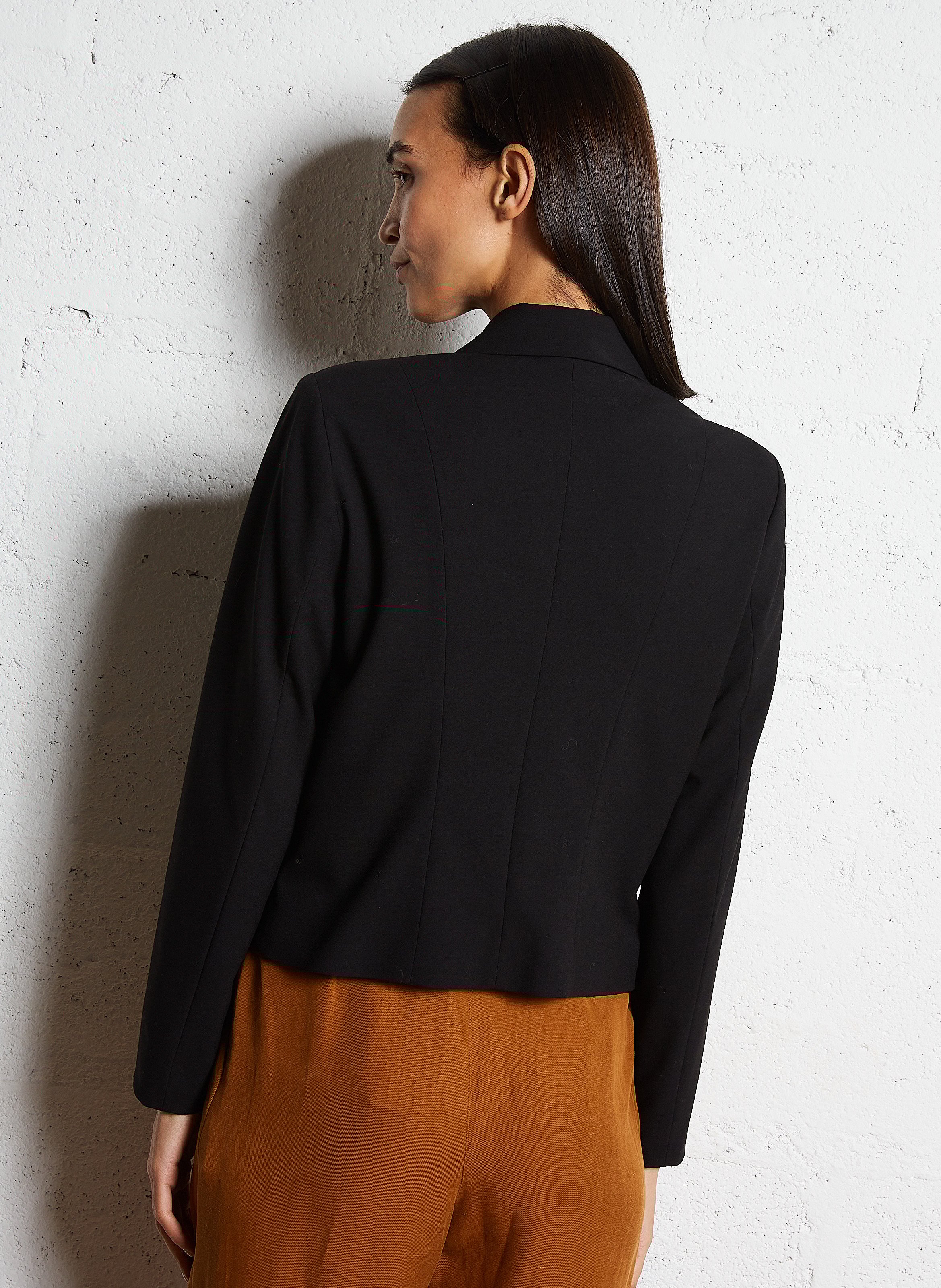Cropped suit jacket I CODE Black