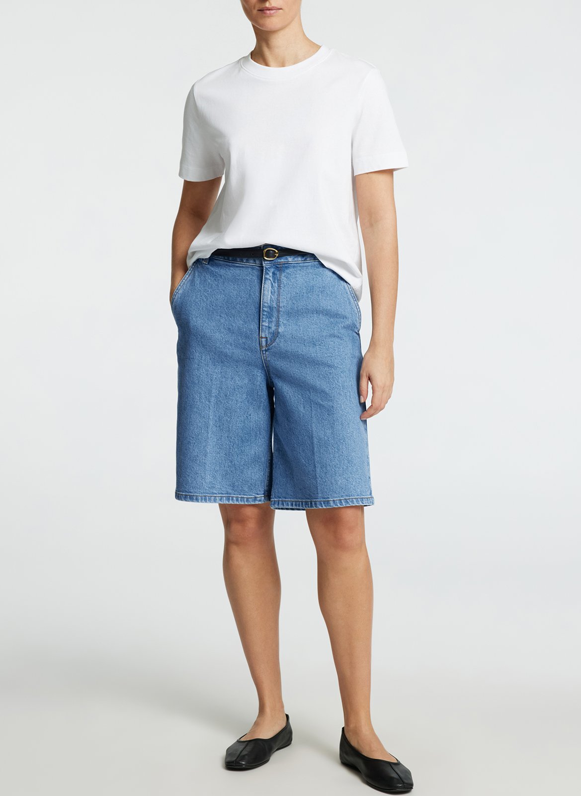 Short long ample en jean SELECTED Bleu