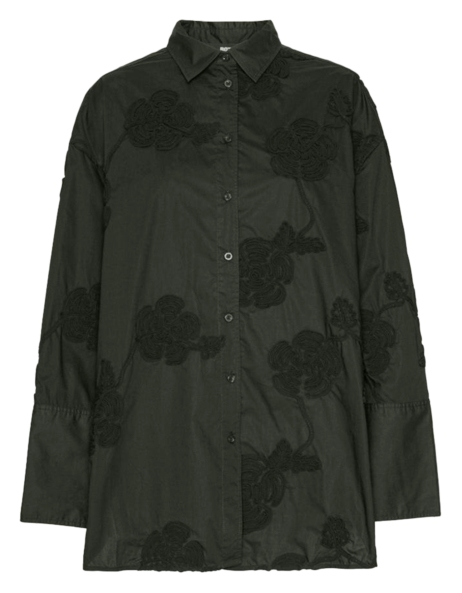 Chemise oversize en coton bio brodé Noir