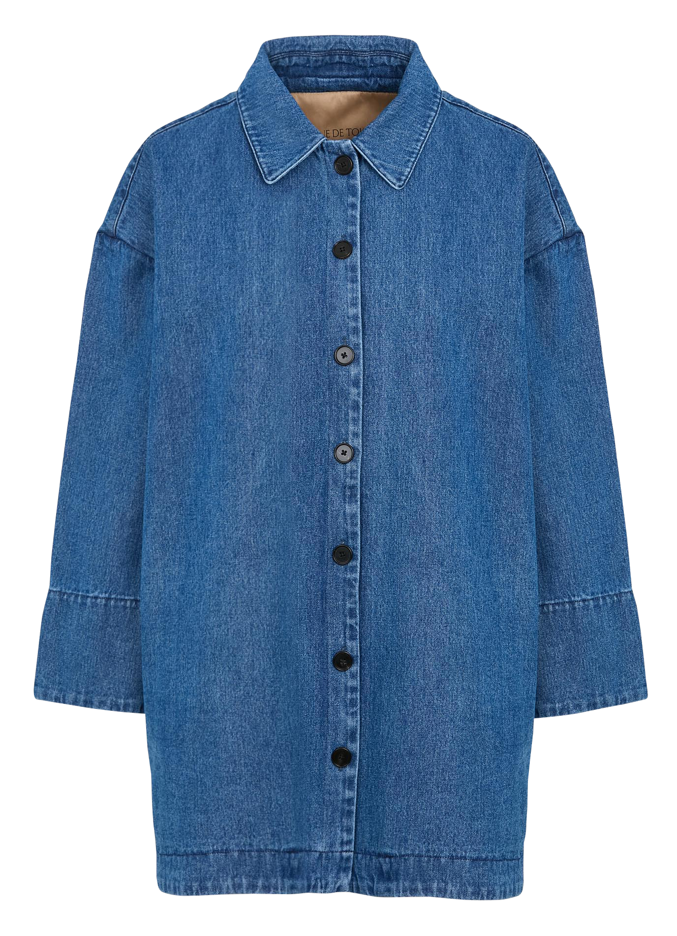 Klassieke jas met kraag van biologisch katoenen denim Blauw