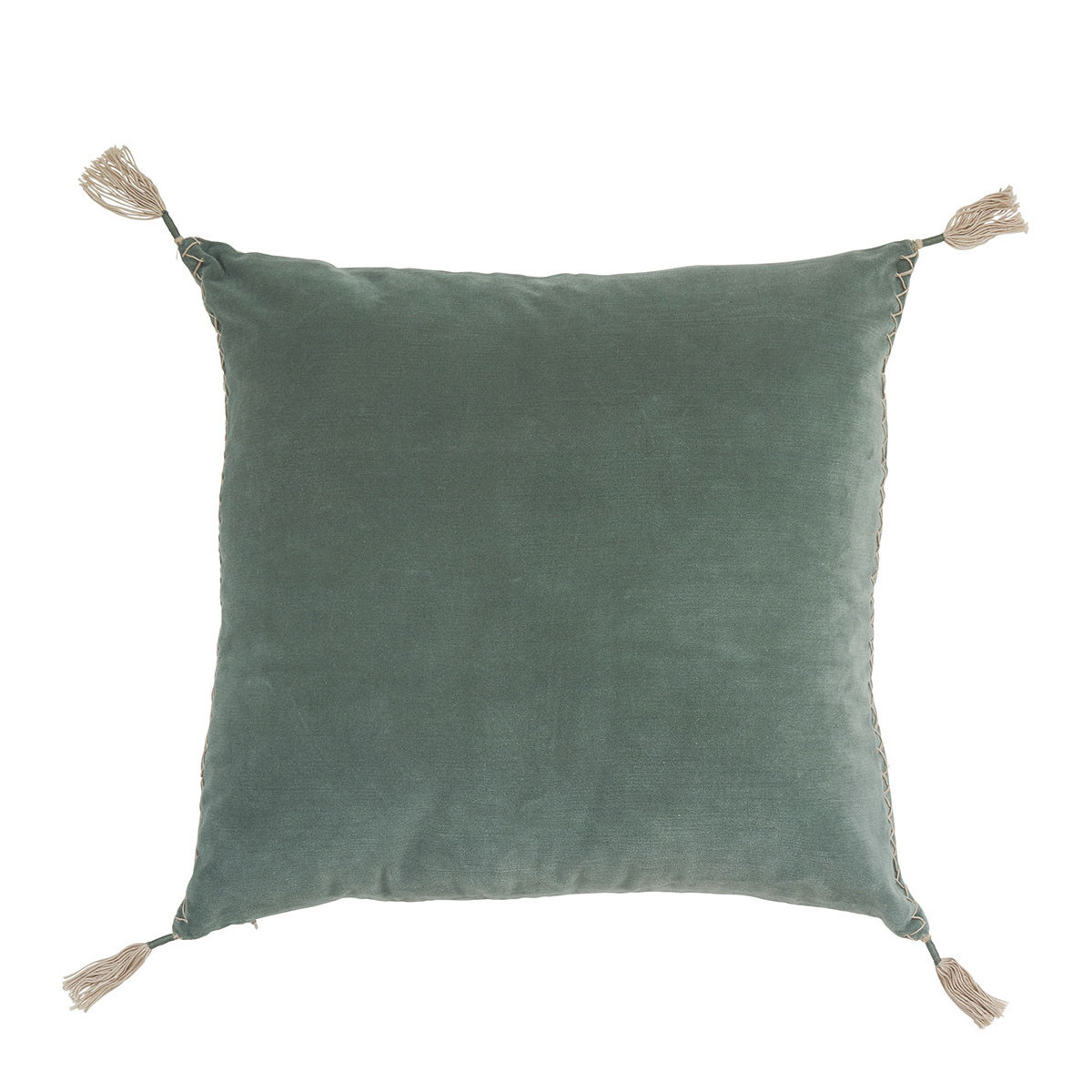 Cotton velvet cushion cover BLANC D'IVOIRE Green