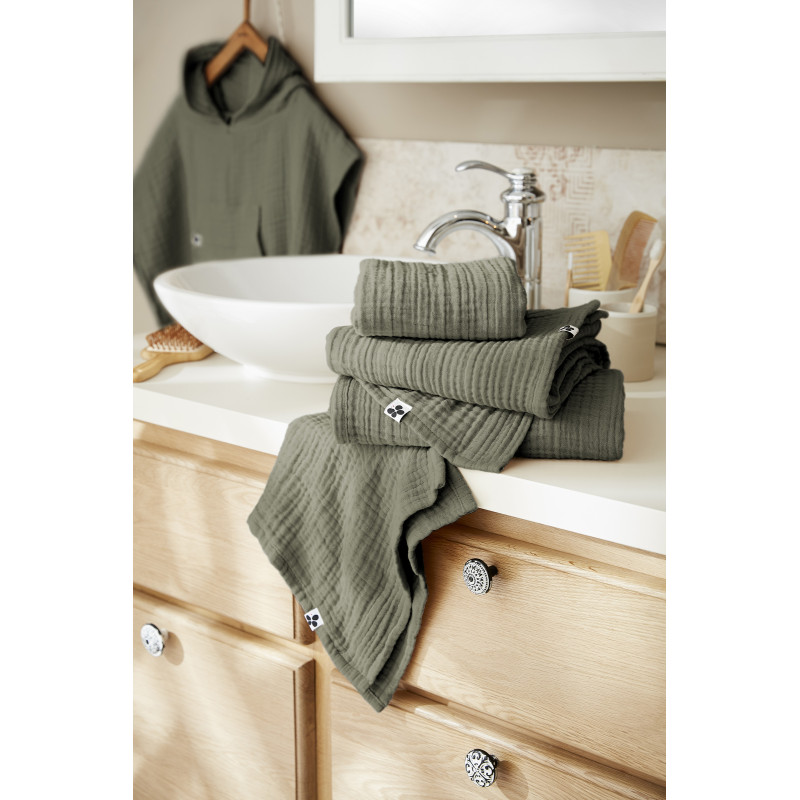 Solid color cotton gauze bath towel L'EFFET PAPILLON Green
