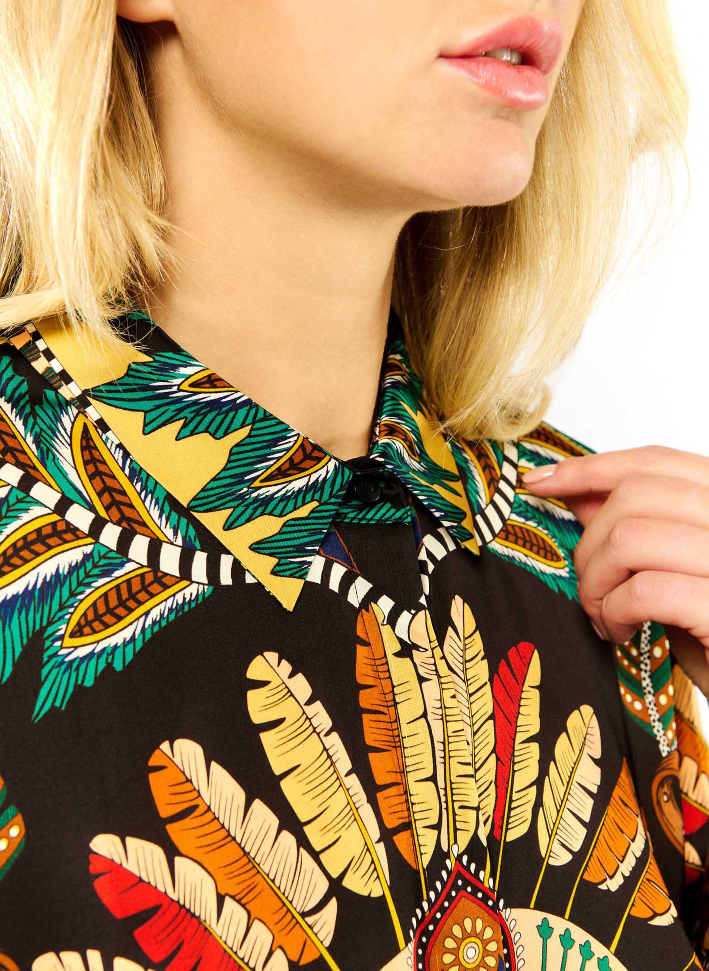 Straight printed shirt with classic collar WILD Black