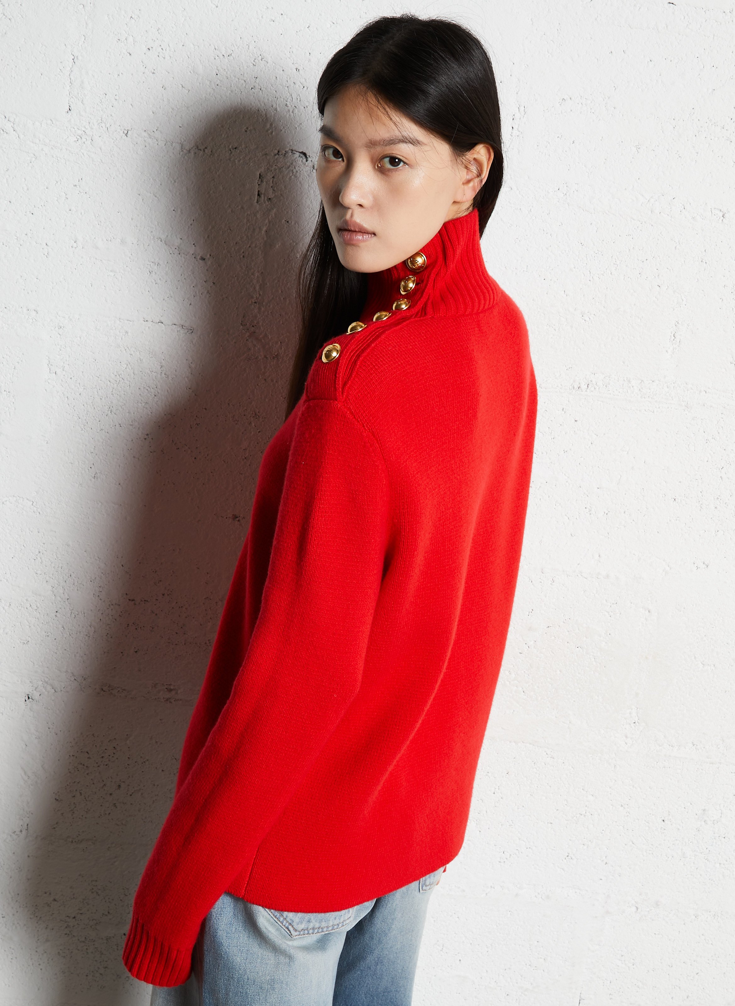 Gerade geschnittener Wollpullover LAURENCE BRAS Rot