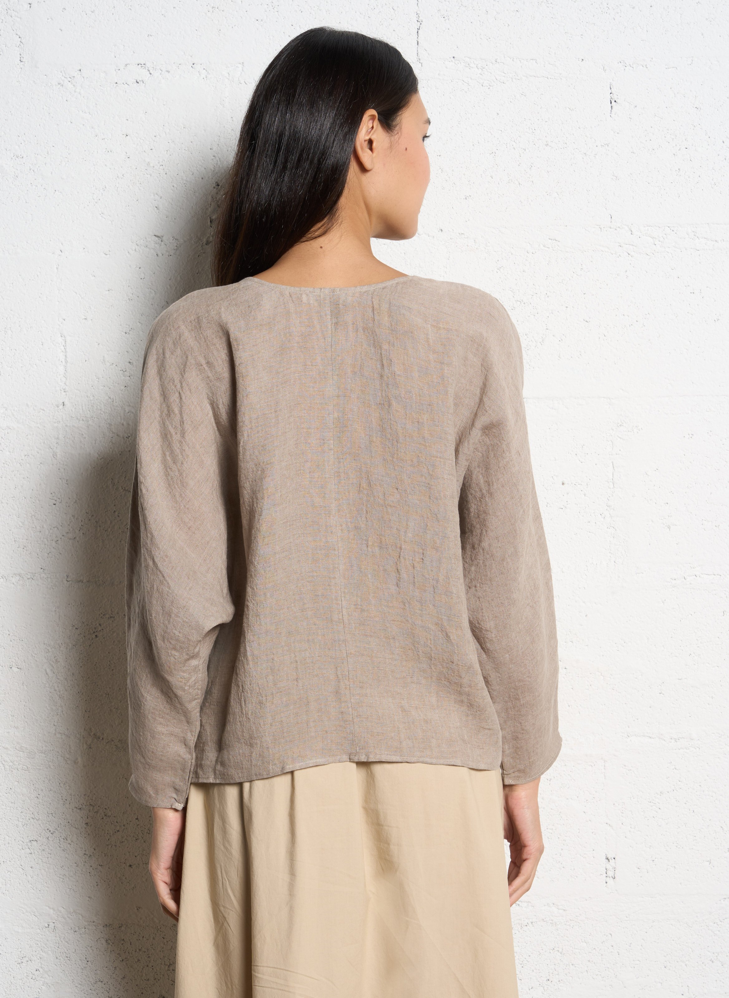 V-neck linen top MASSCOB Beige