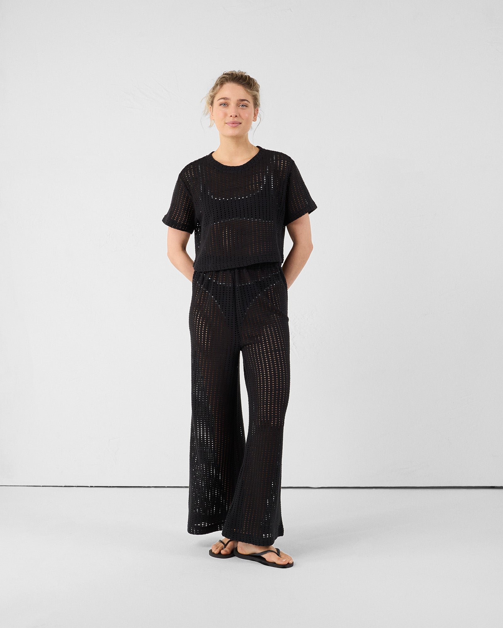 Round-neck cotton knit Giada T-shirt JOTT Black