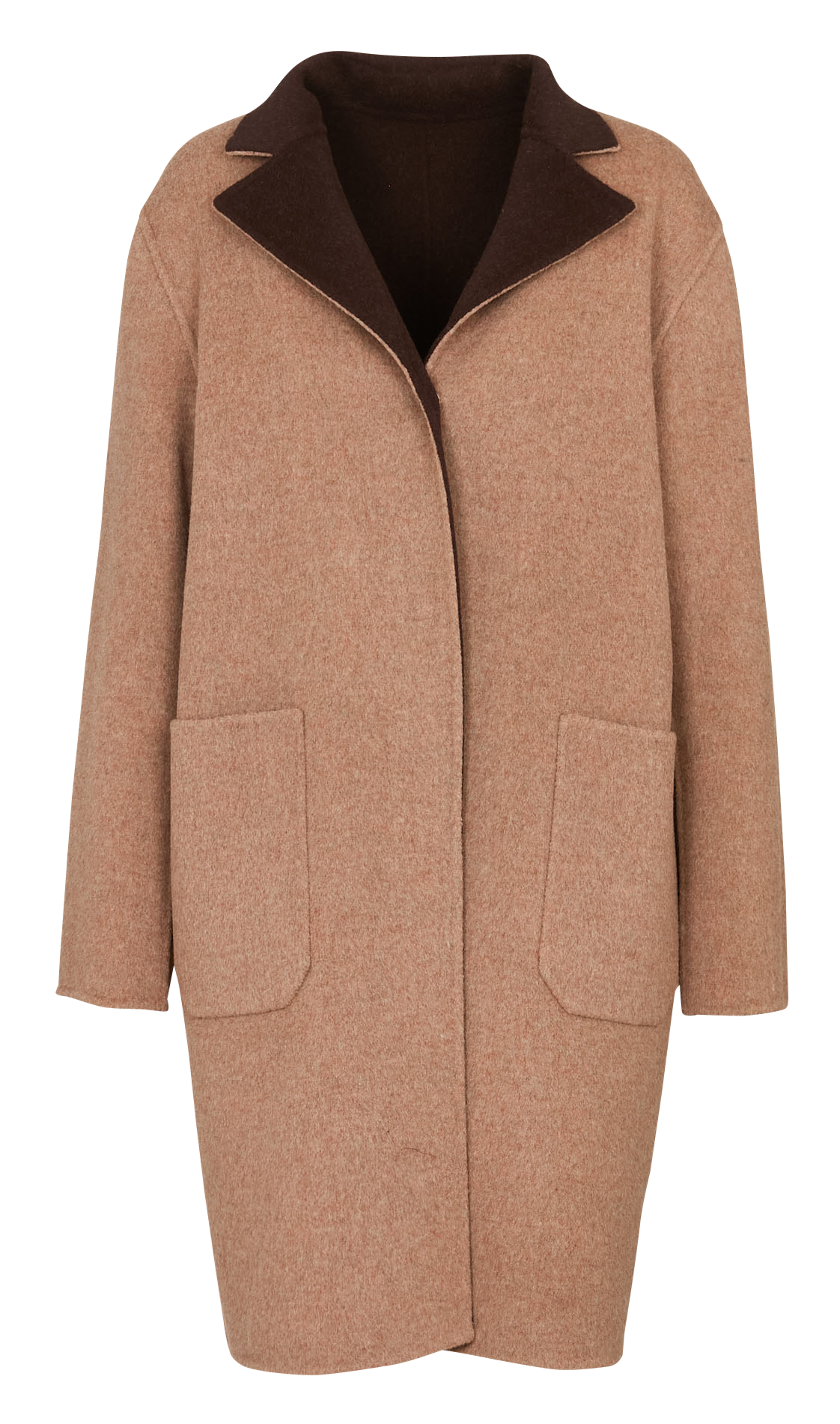 Manteau col tailleur en laine mélangée BENSIMON Beige