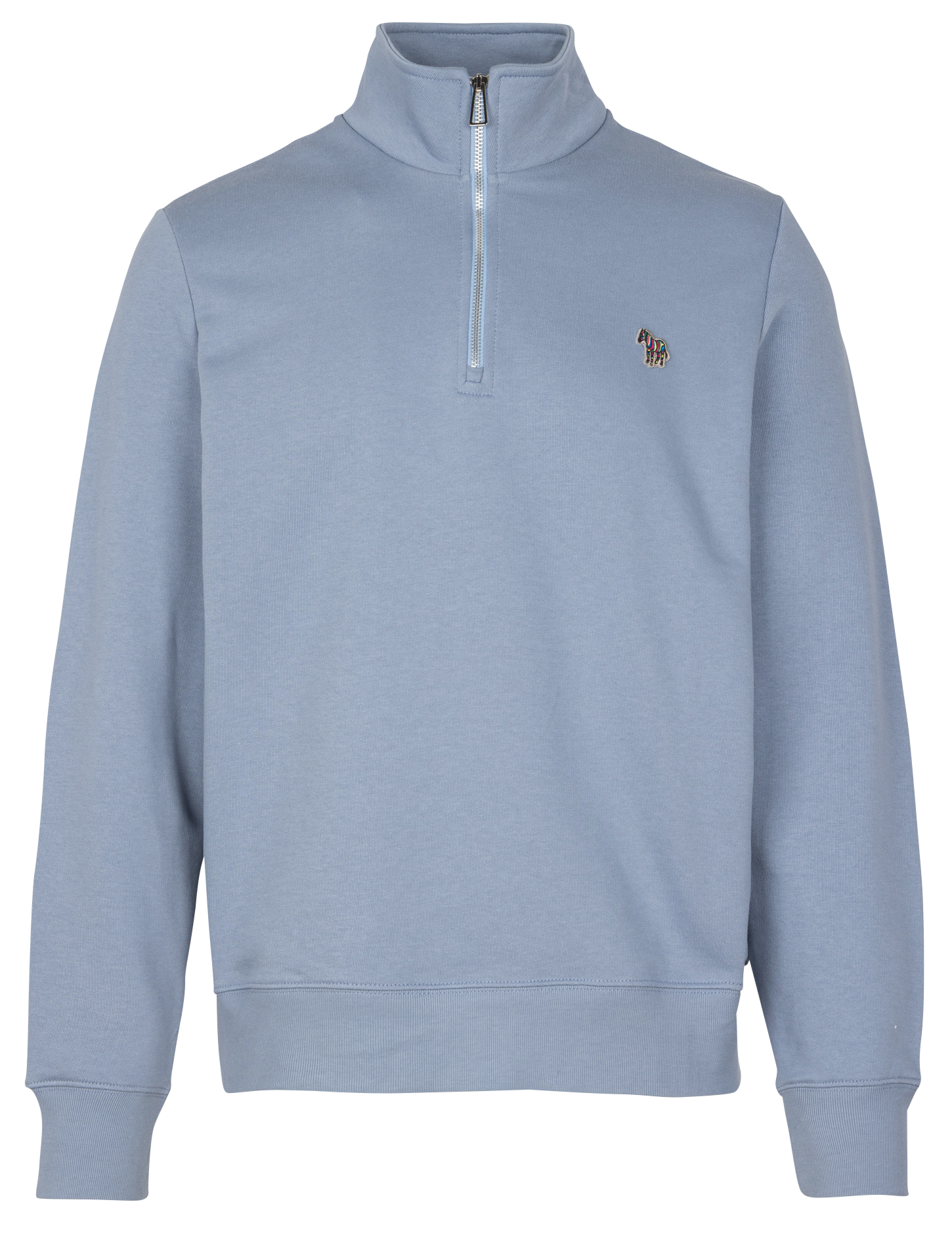 Straight sweatshirt with high collar, zip closure, and embroidery PAUL SMITH Blue