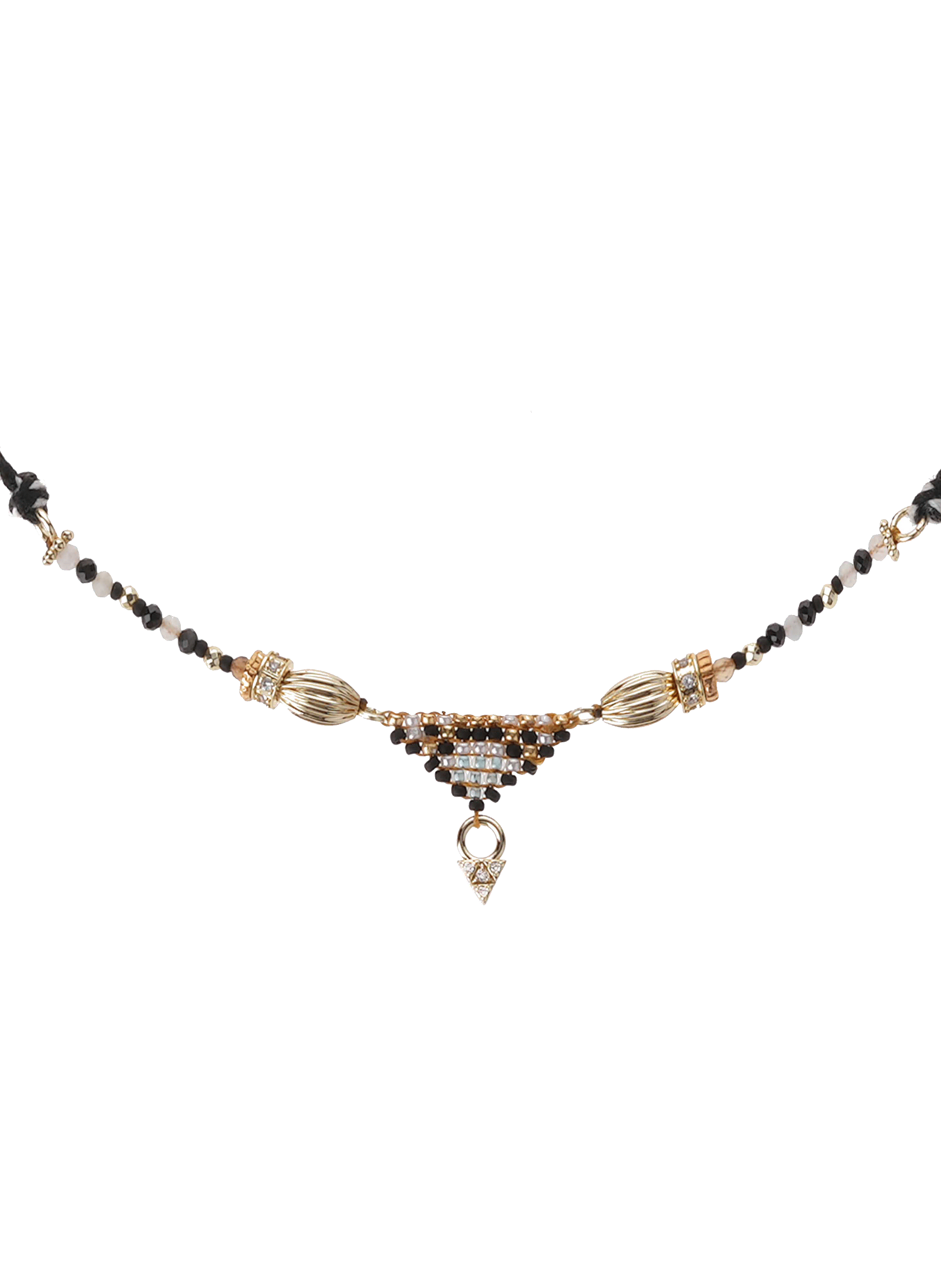 Cord necklace with beads and central pendant HIPANEMA Black