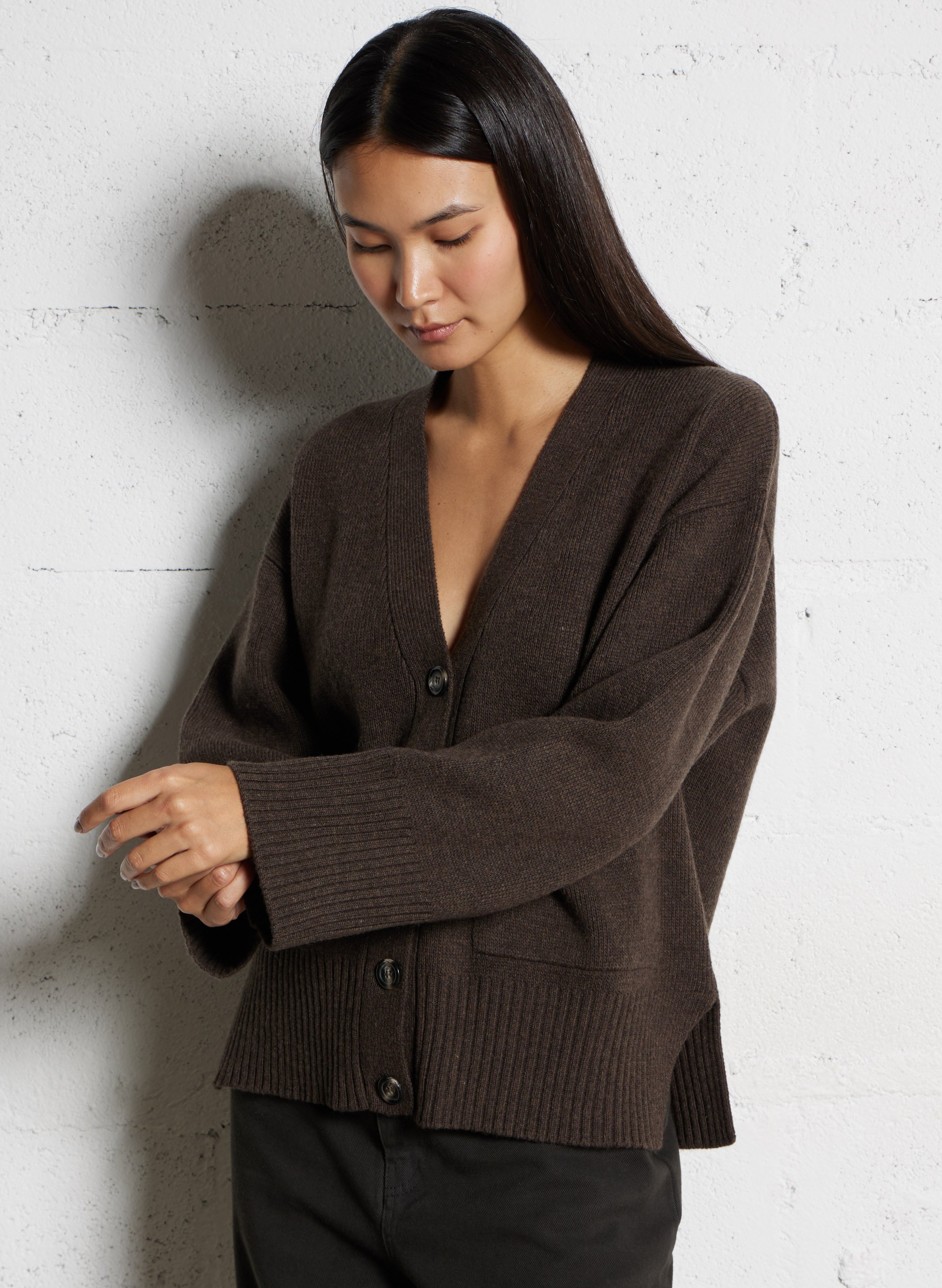 Oversized V-neck wool blend vest BELLEPIECE Brown