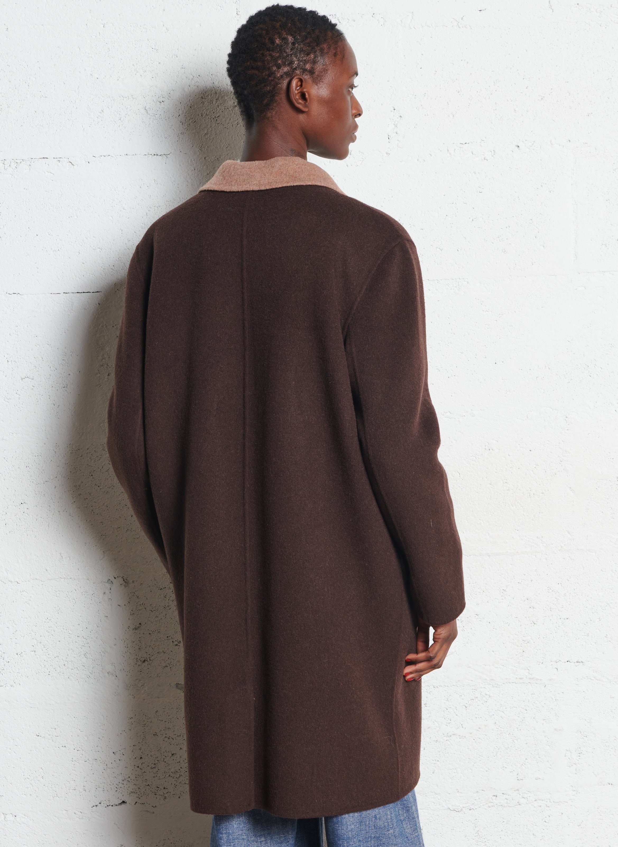 Manteau col tailleur en laine mélangée BENSIMON Beige