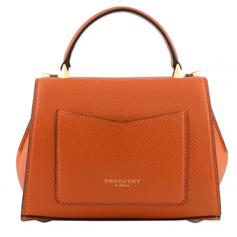 Handbag - grained calf leather POURCHET Orange