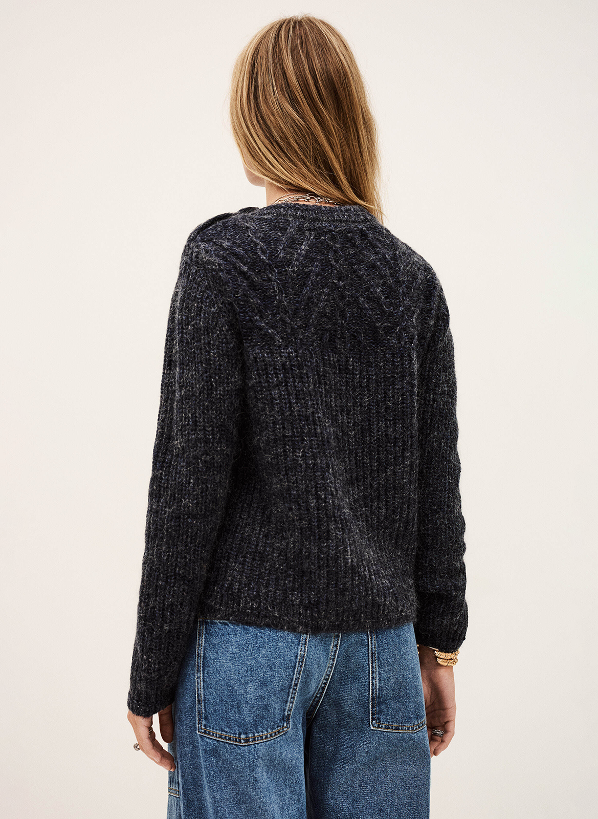 Pull ample uni en laine mélangée BA&SH Bleu