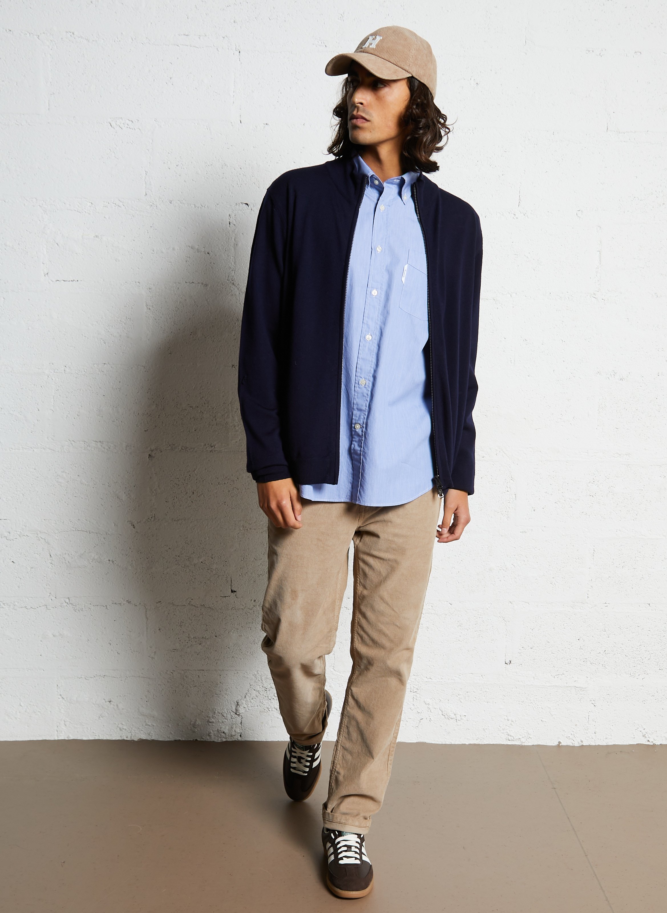 Gilet droit col montant en laine FACONNABLE Bleu