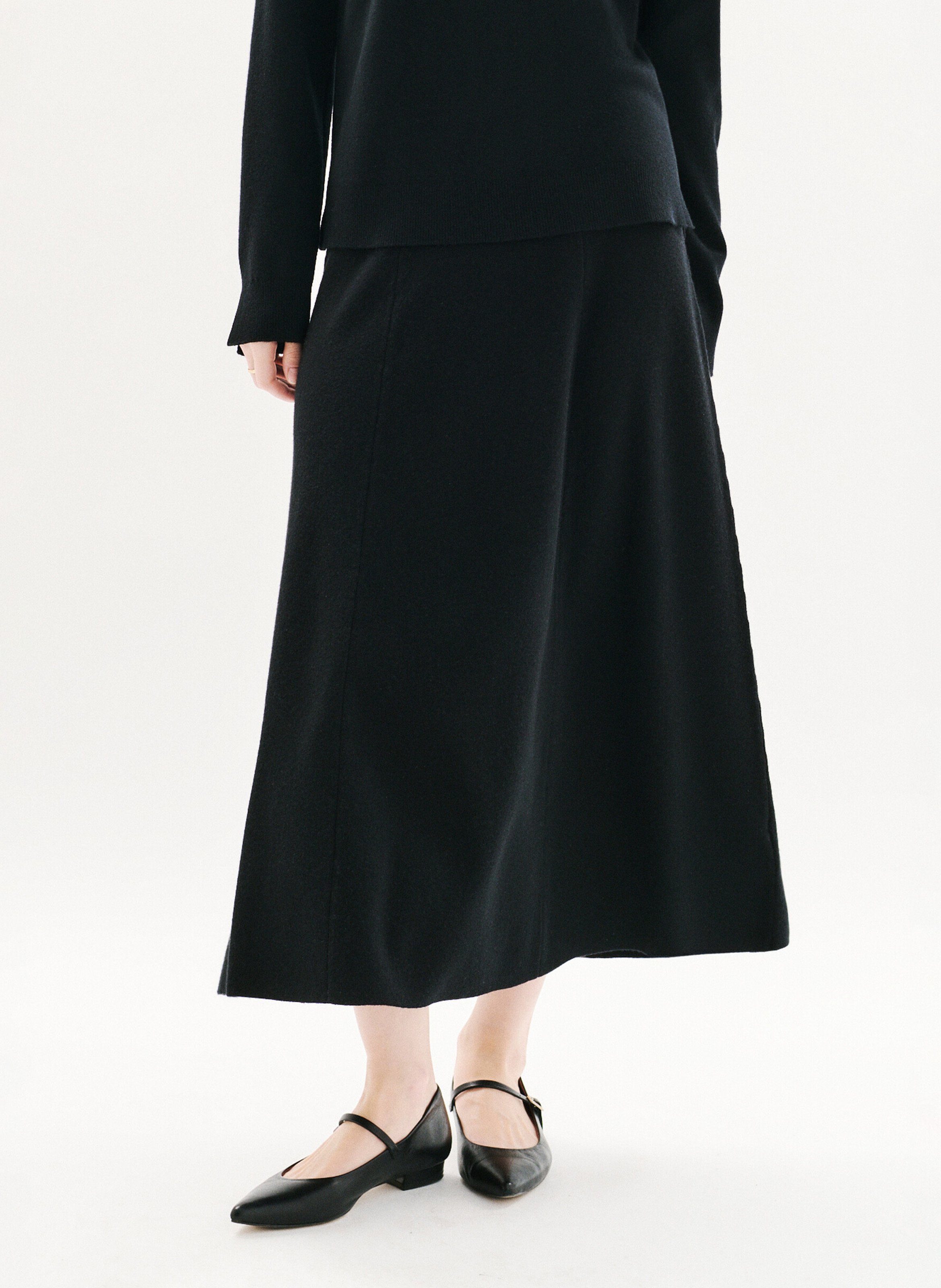 Jupe longue en laine mélangée CAROLL Noir
