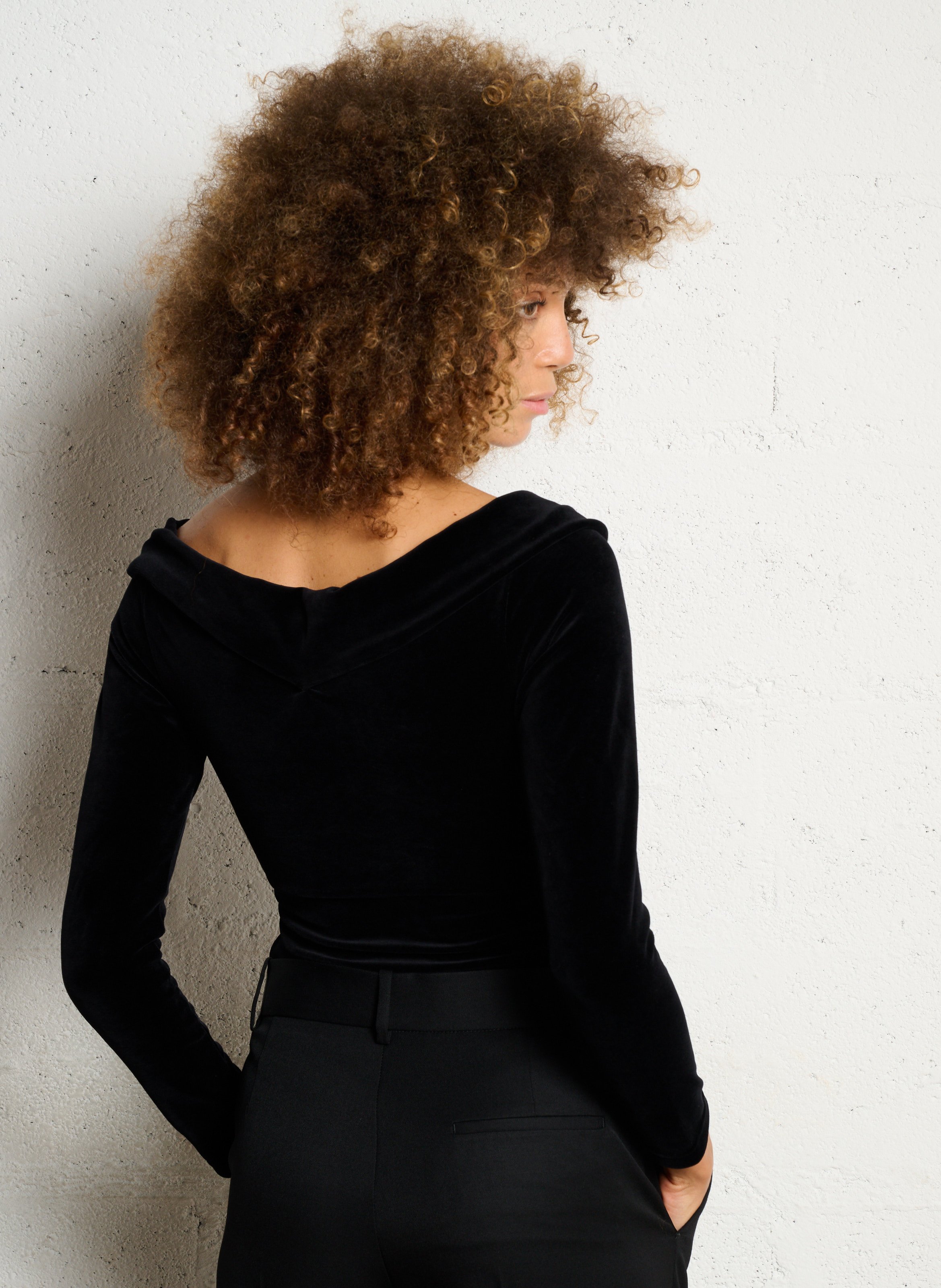 Body décolleté cache-coeur en coton mélangé FLAIR Noir