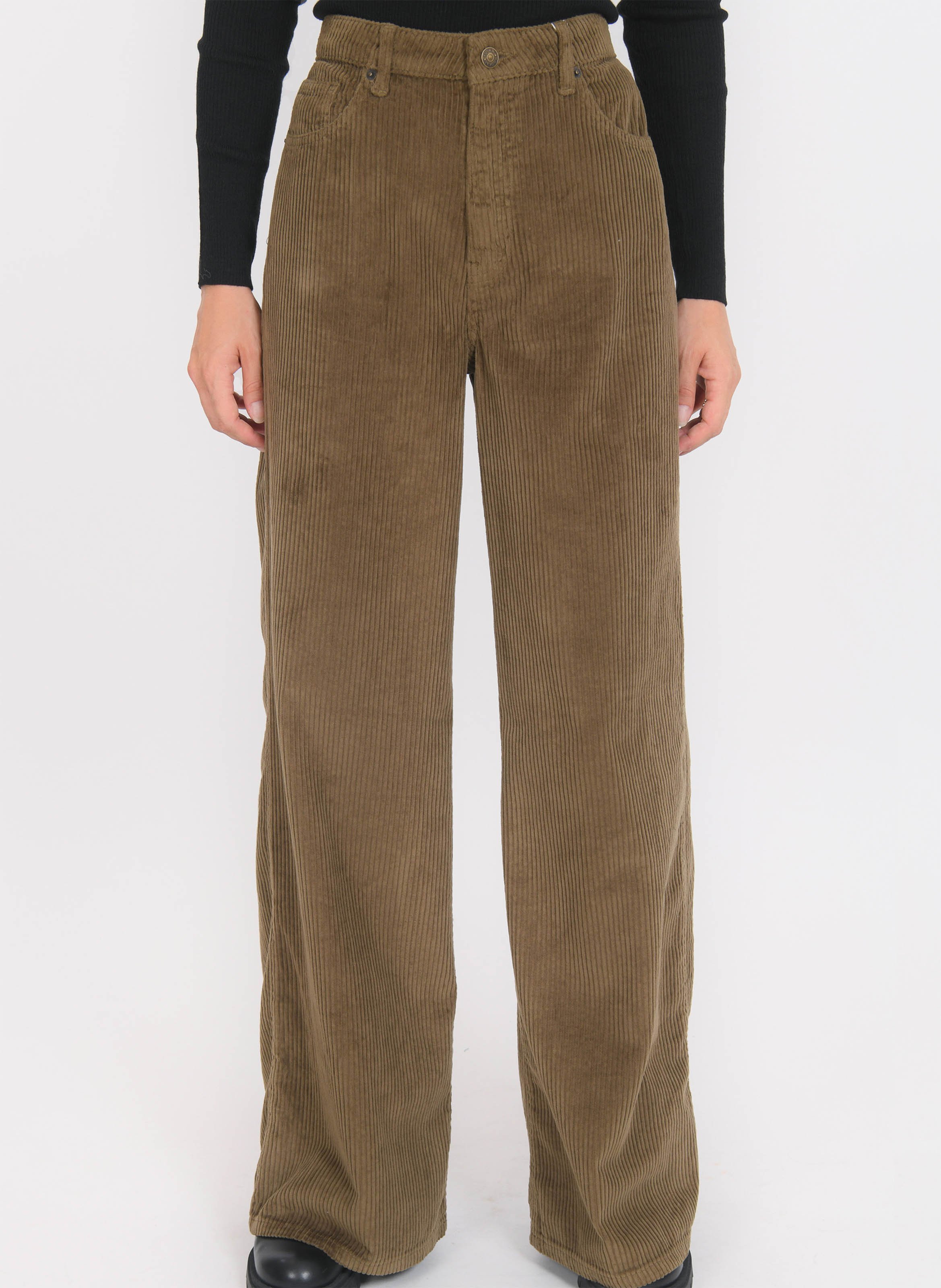 Pantalon large en velours côtelé KOOKAI Vert