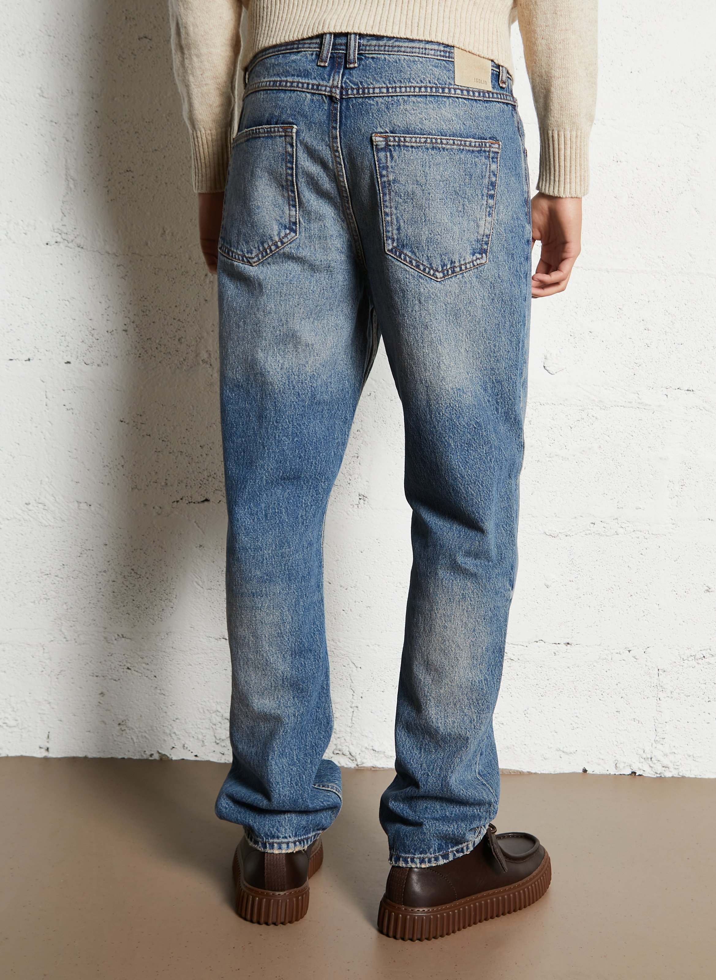 Cotton straight jeans SOLID Blue