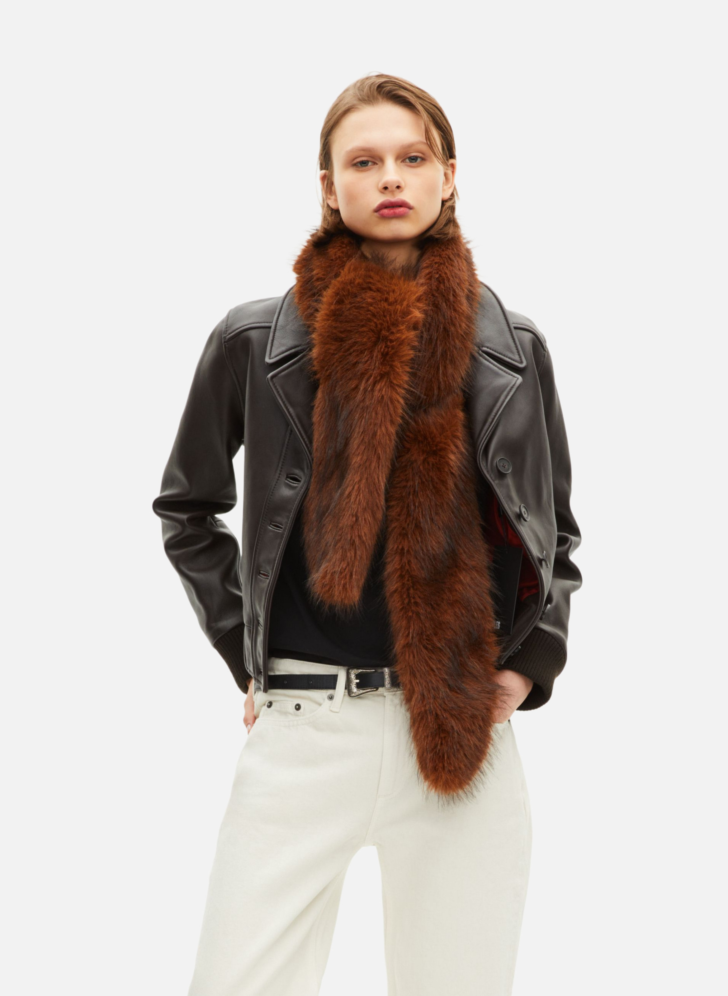 Faux fur collar THE KOOPLES Brown