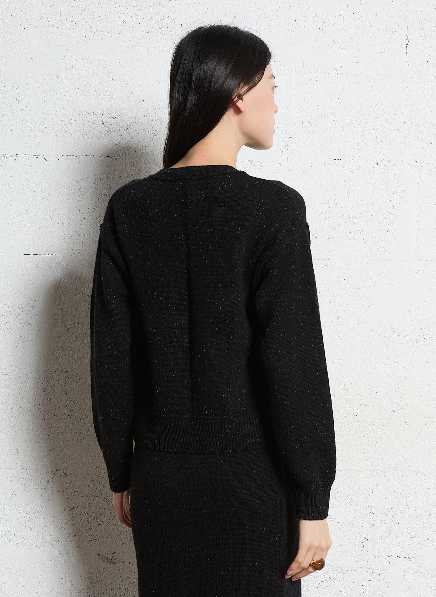 Short speckled wool cardigan MAISON 123 Black