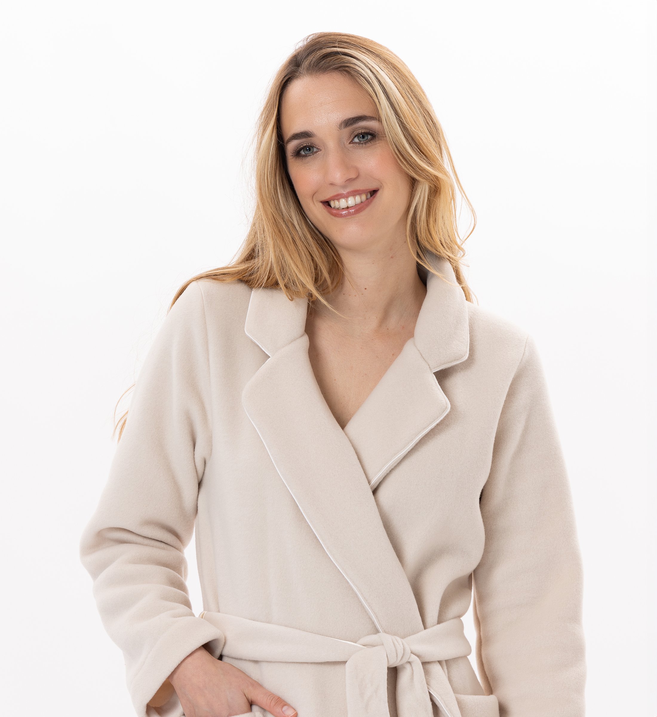 Crossed fleece dressing gown LE CHAT Beige