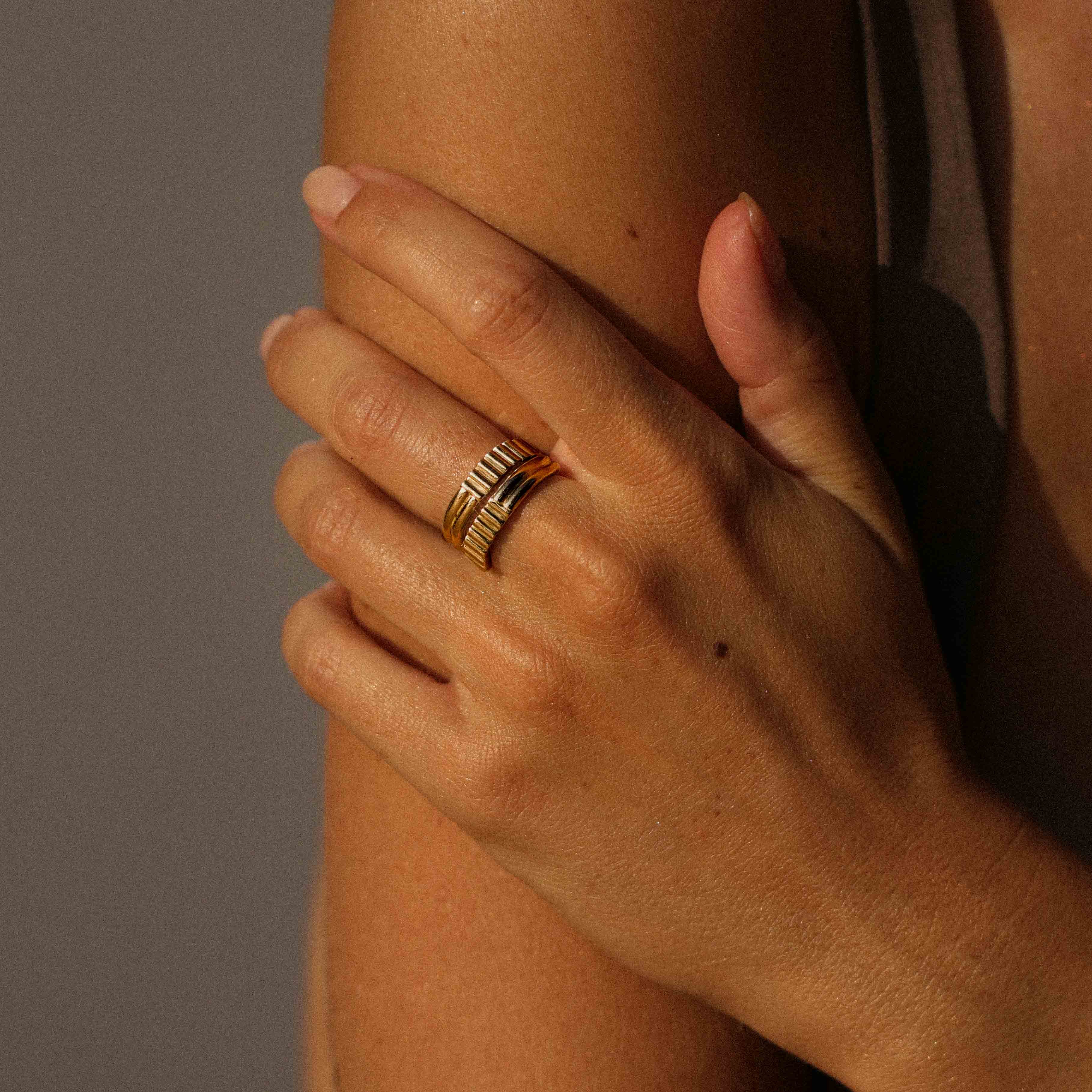 Reversible ring, recycled silver MAYRENA Golden