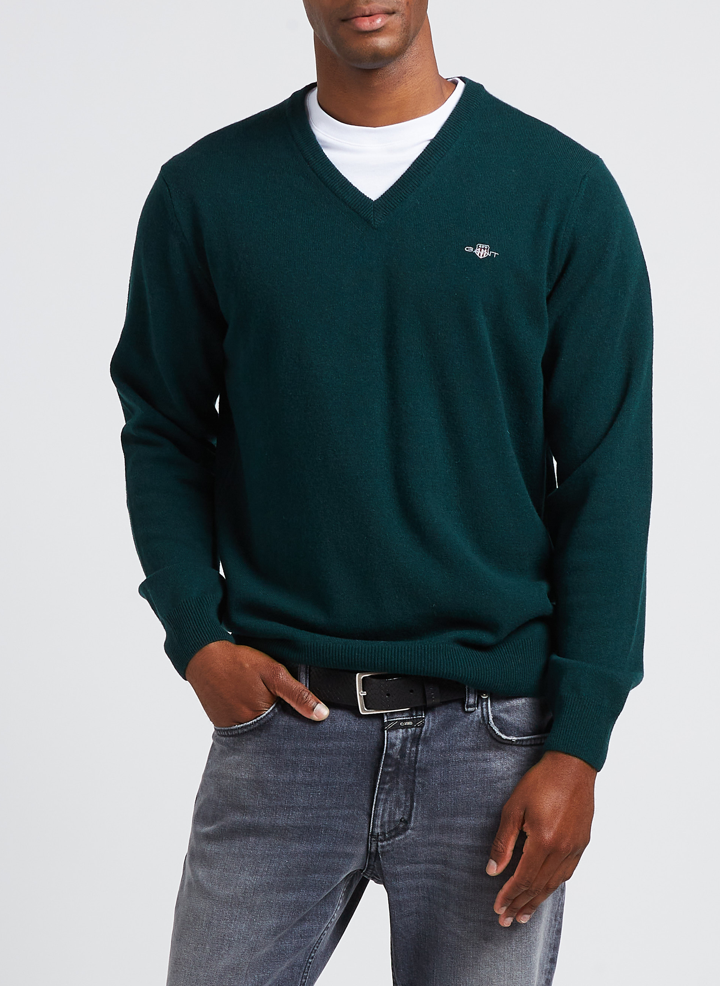 Wool V-neck sweater GANT Green